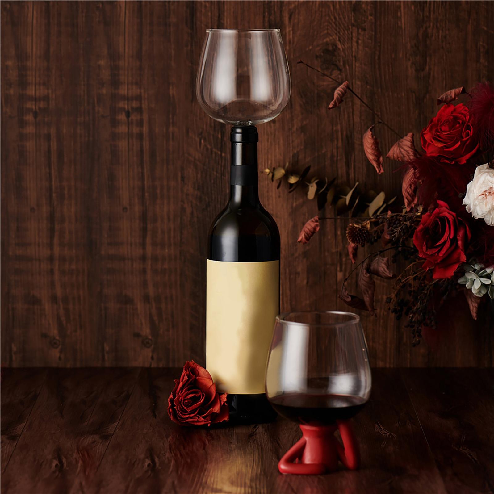 Clear Wine Glass Topper Wine Stopper Cup for Anniversary Gifts Black Base