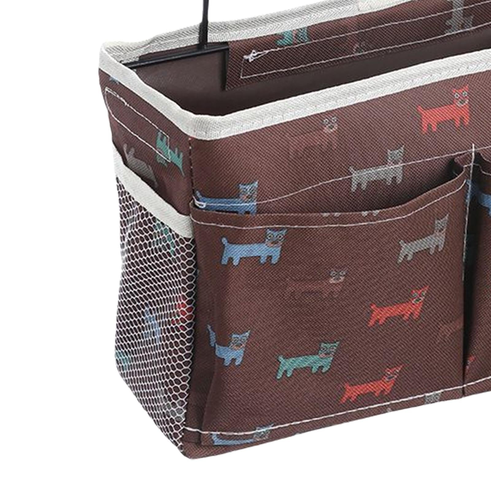 Bedside Caddy Pocket Storage Bag Bunk Bed Storage Organizer Brown Dog