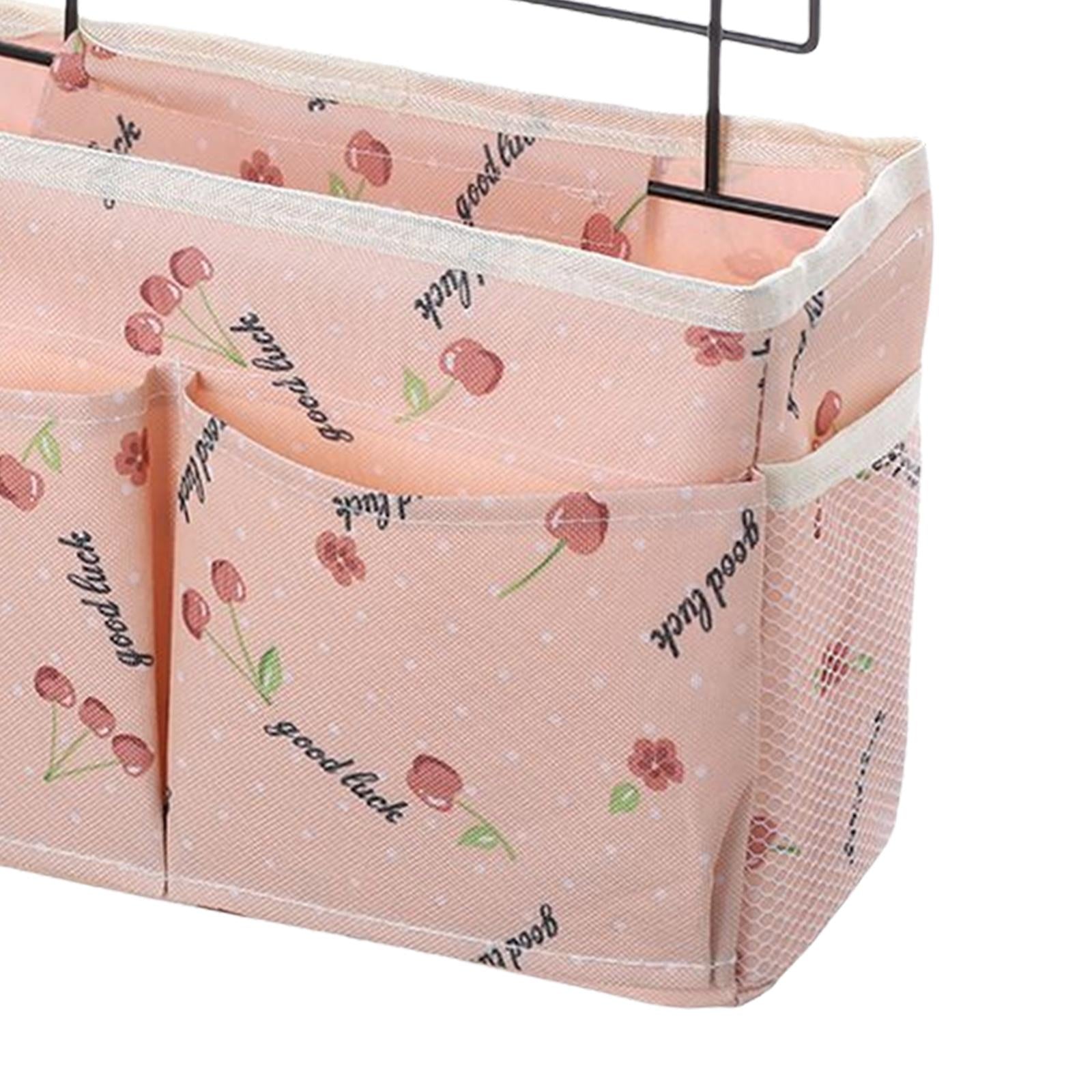 Bedside Caddy Pocket Storage Bag Bunk Bed Storage Organizer Pink Cherry
