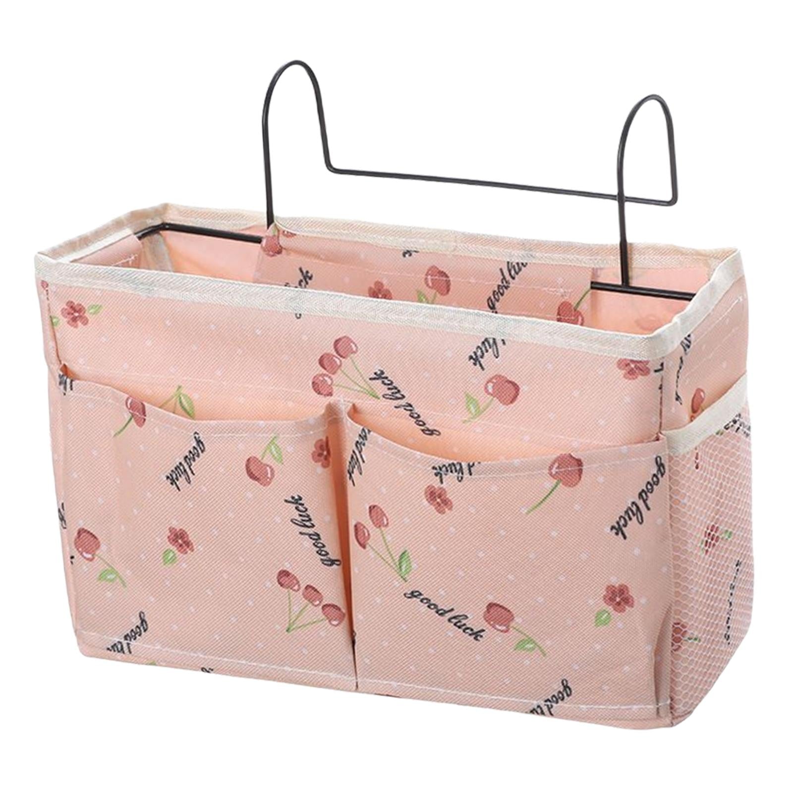 Bedside Caddy Pocket Storage Bag Bunk Bed Storage Organizer Pink Cherry