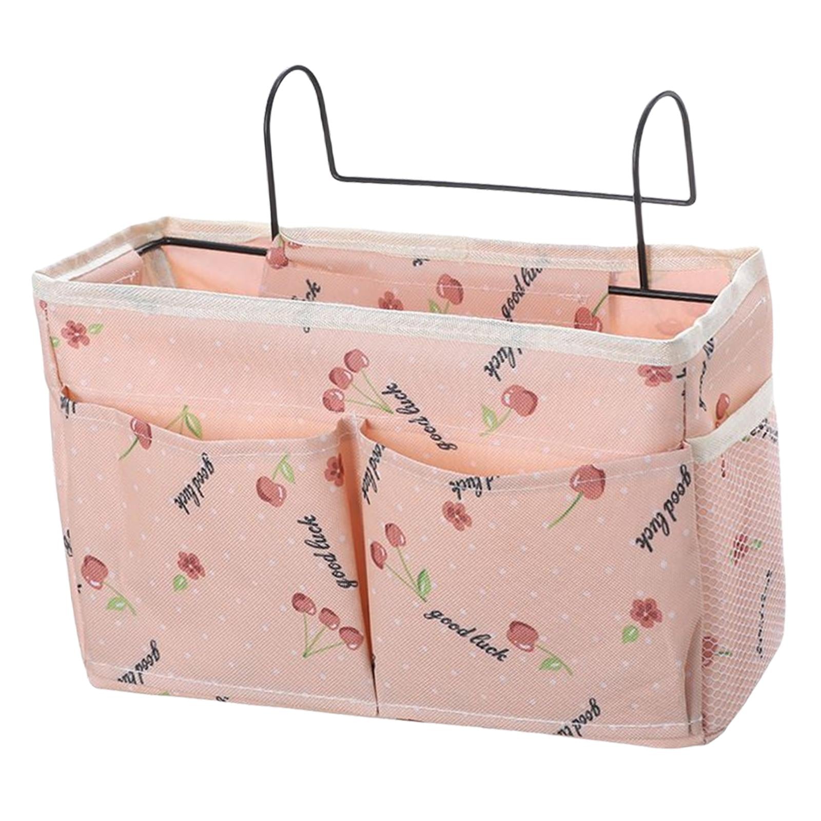 Bedside Caddy Pocket Storage Bag Bunk Bed Storage Organizer Pink Cherry