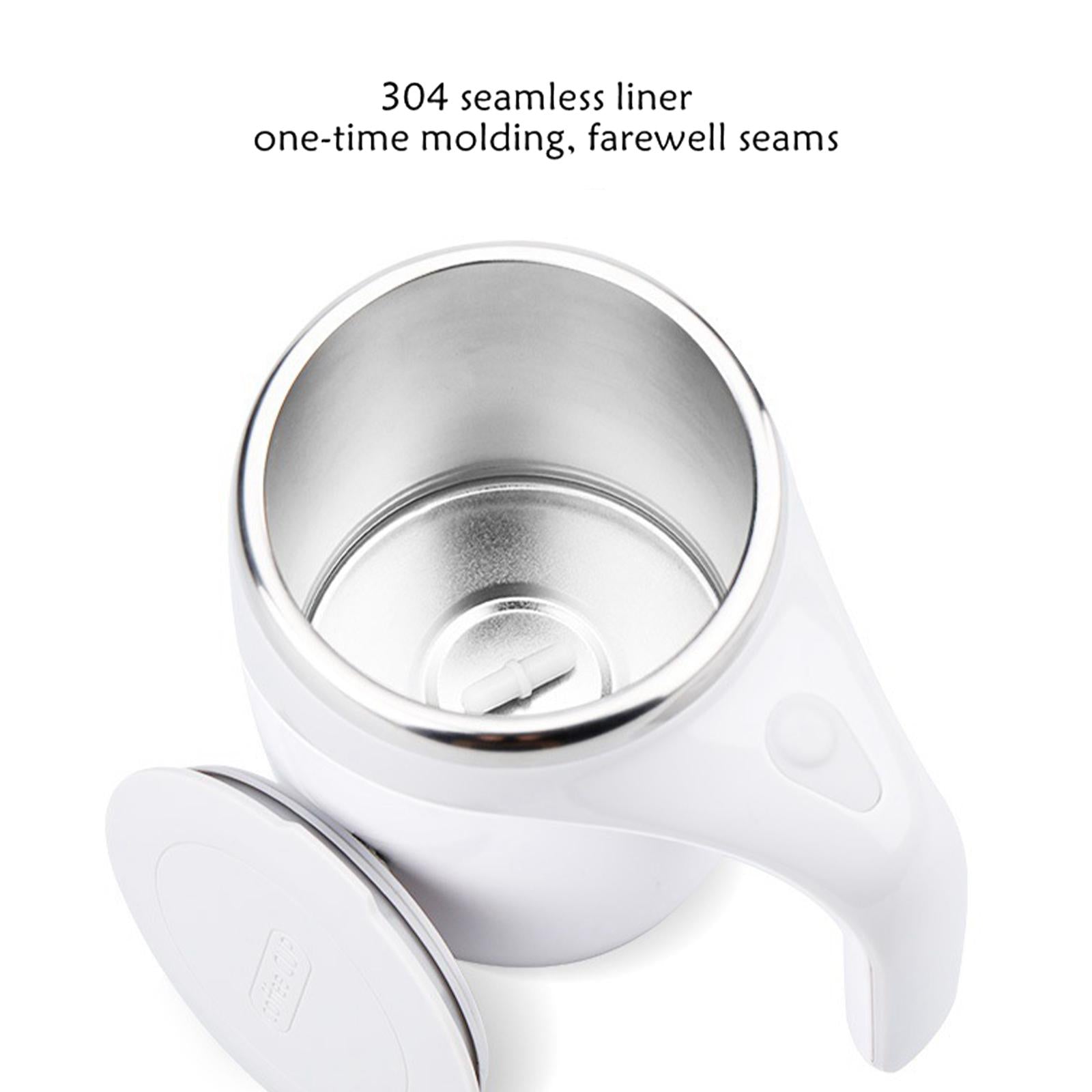 Auto Self Mixing Stainless Steel Cup Magnetic Rotating 380ml for Travel White