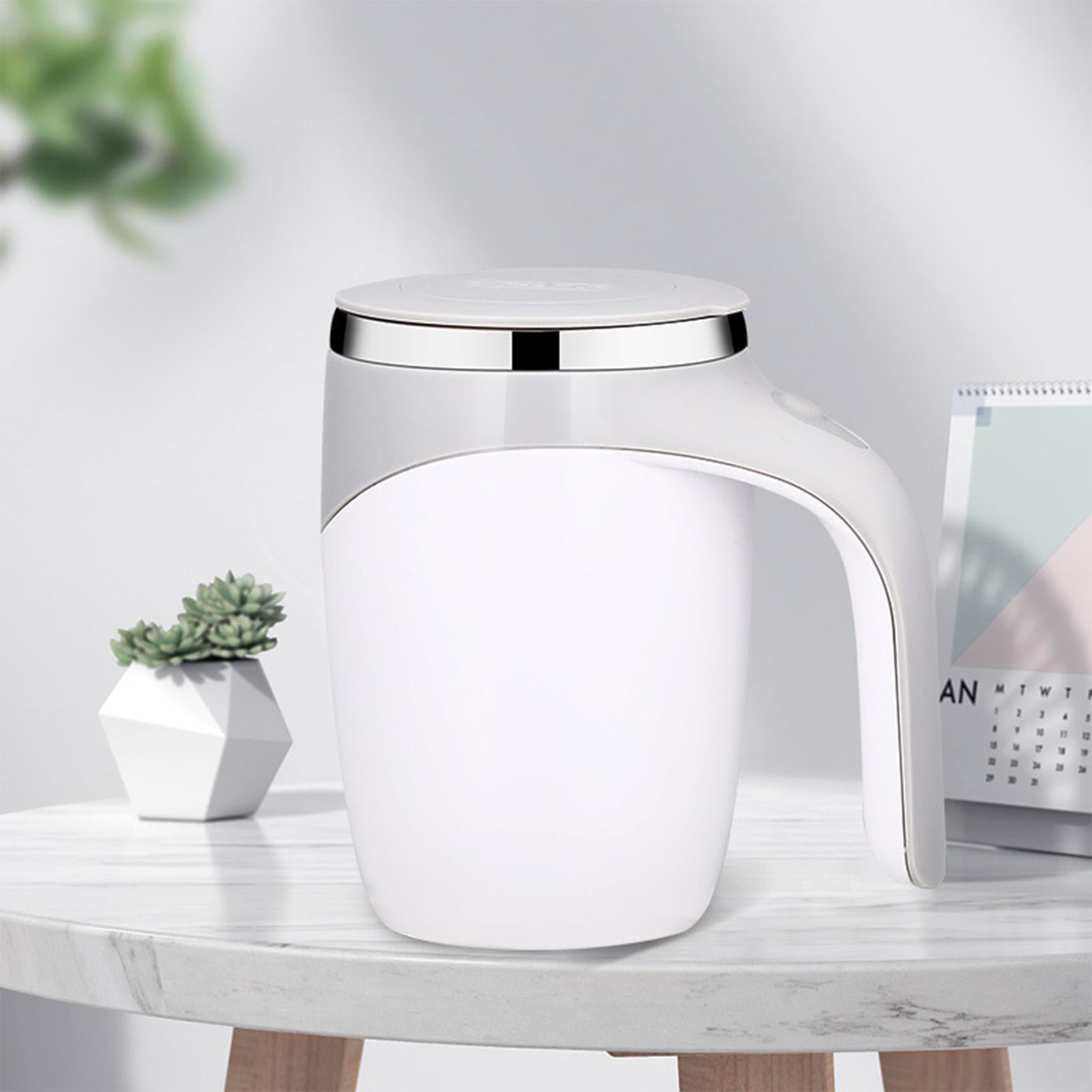 Auto Self Mixing Stainless Steel Cup Magnetic Rotating 380ml for Travel White