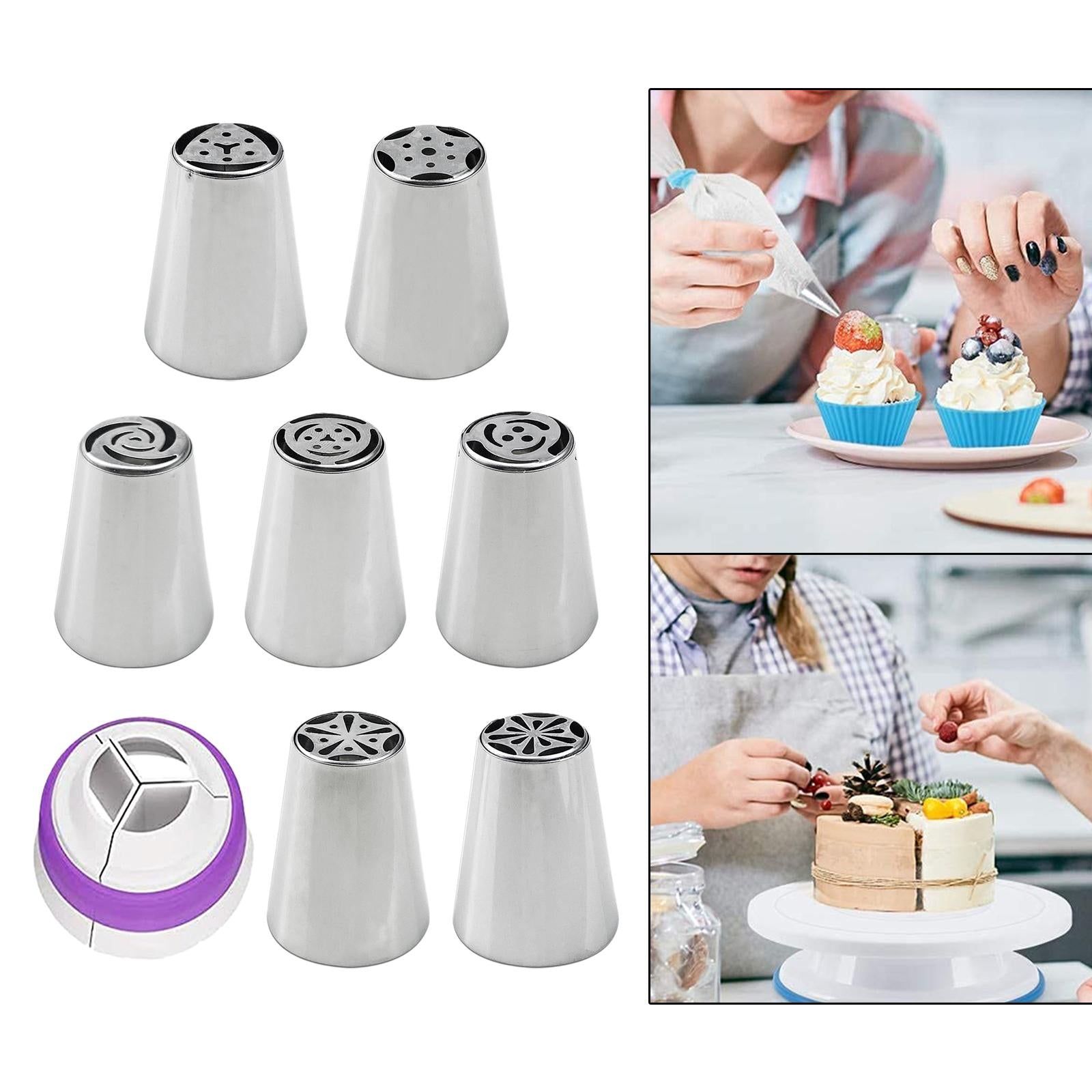 2xRussian Piping Tips Frosting Piping Kit DIY Piping Tips Set for Cookie 8Pcs