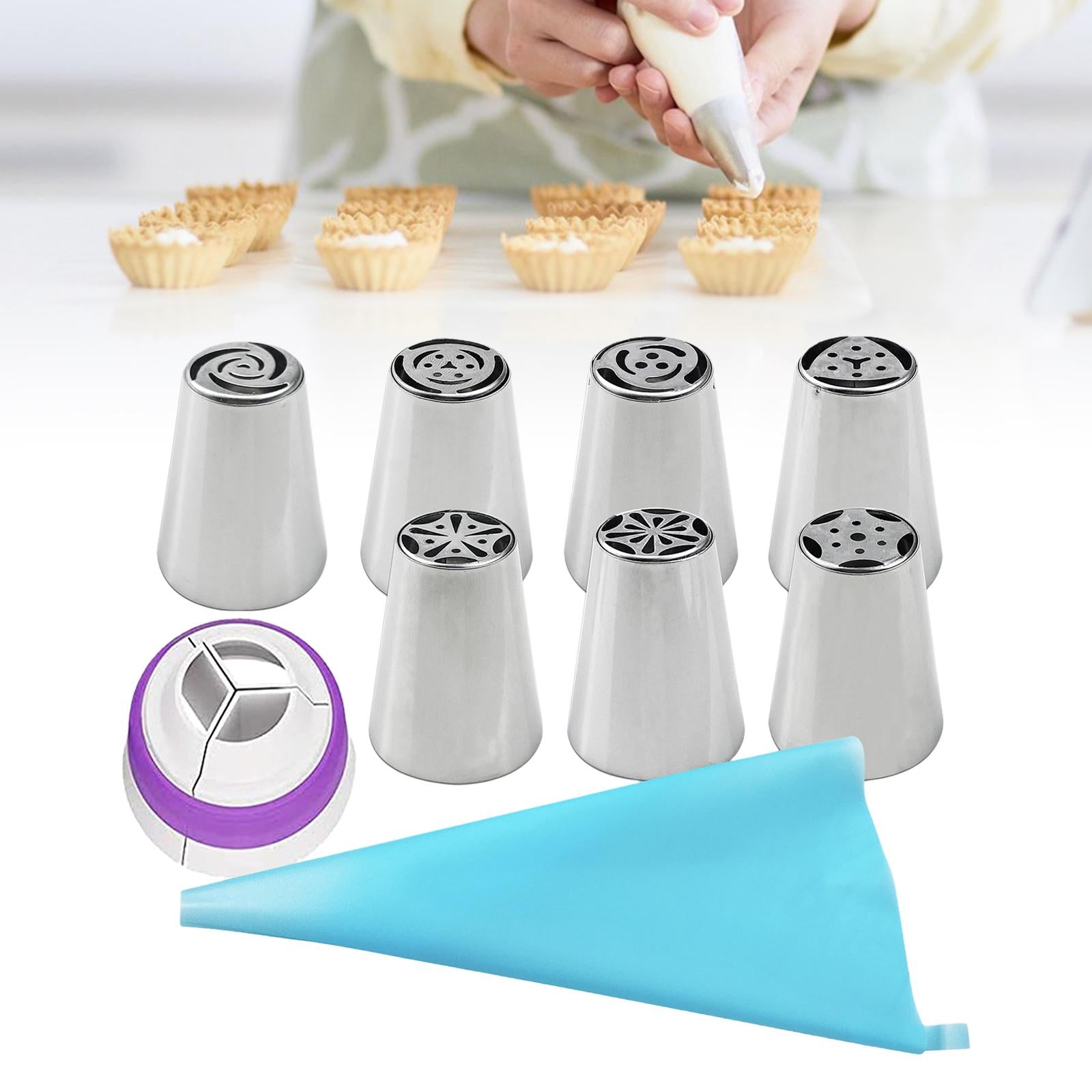 4xRussian Piping Tips Frosting Piping Kit DIY Piping Tips Set for Cookie 9Pcs