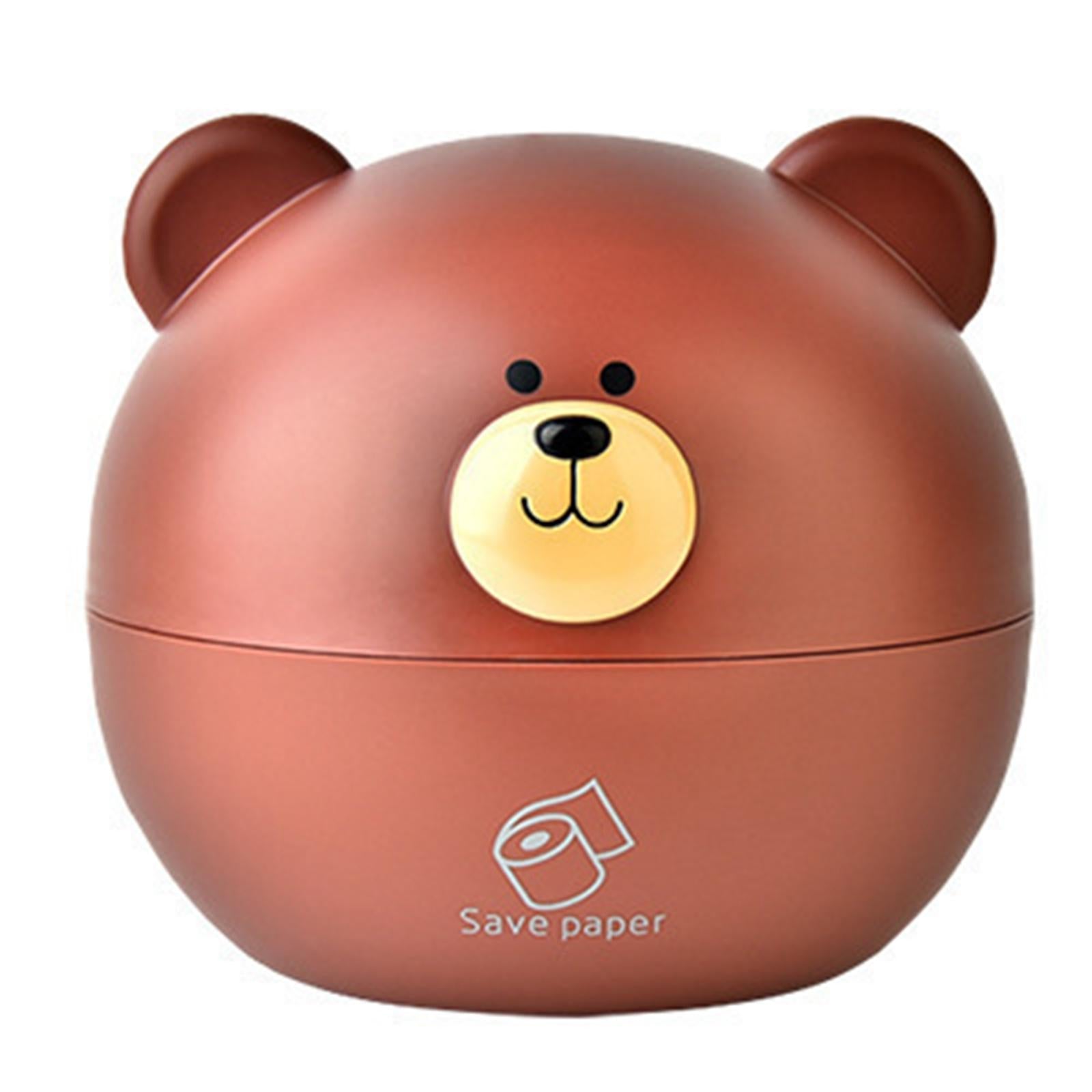 Bear Tissue Box Round Tissue Holder for Hotel Bedrooms Conference Room Brown