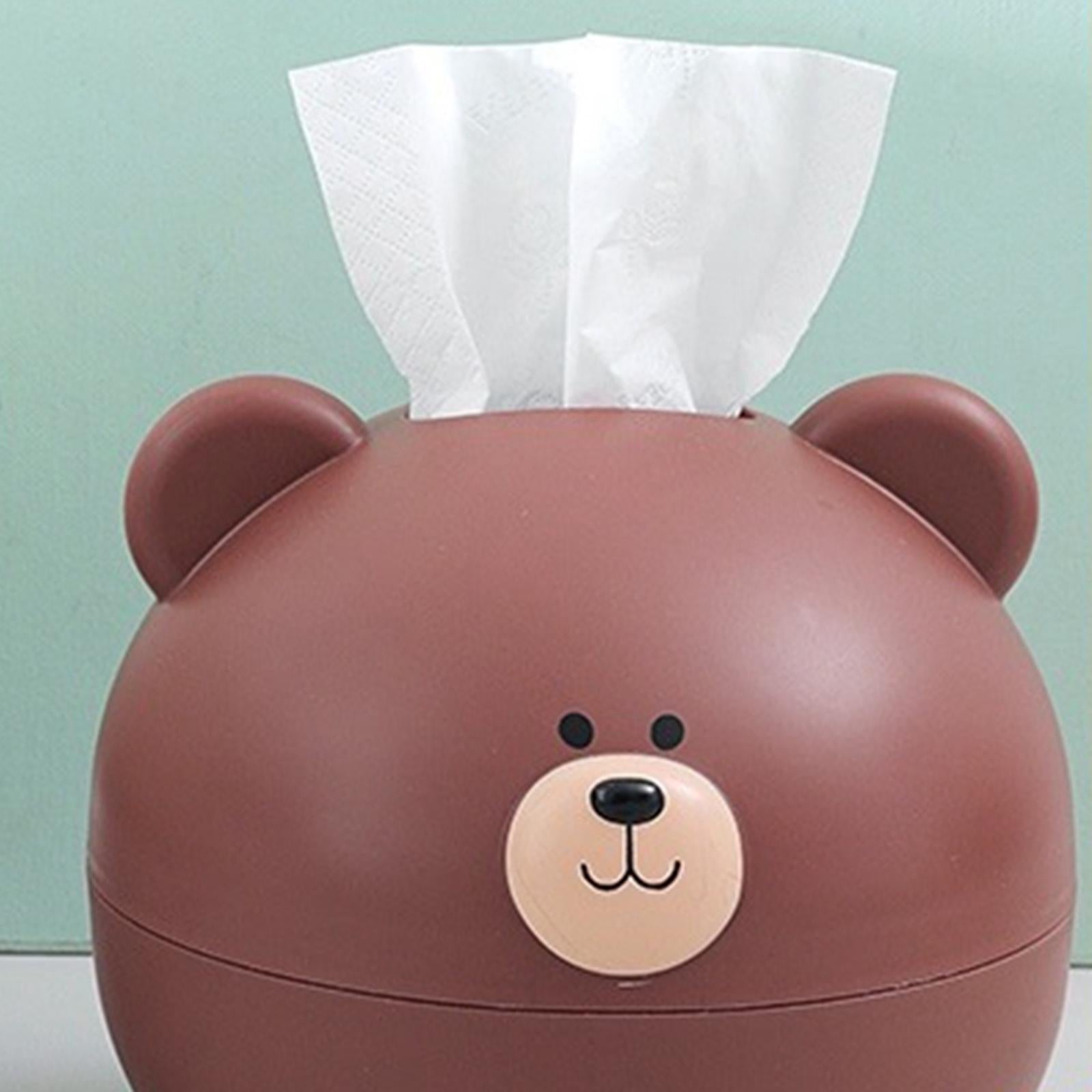 Bear Tissue Box Round Tissue Holder for Hotel Bedrooms Conference Room Brown