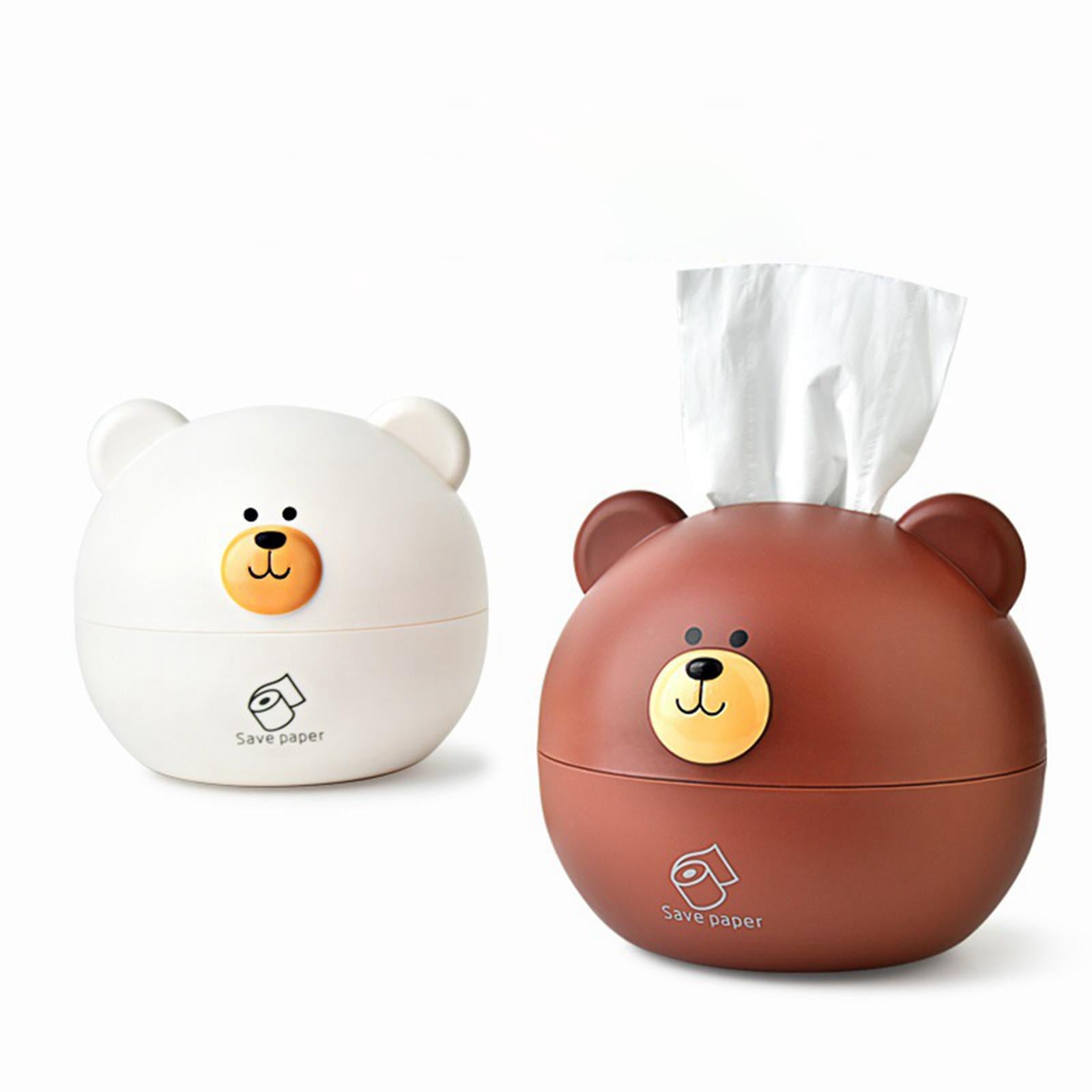Bear Tissue Box Round Tissue Holder for Hotel Bedrooms Conference Room Brown