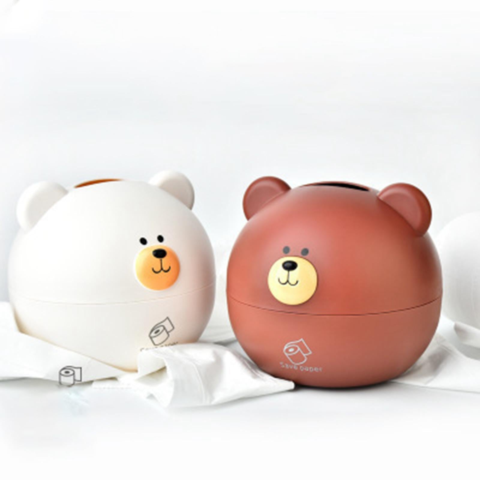 Bear Tissue Box Round Tissue Holder for Hotel Bedrooms Conference Room Brown