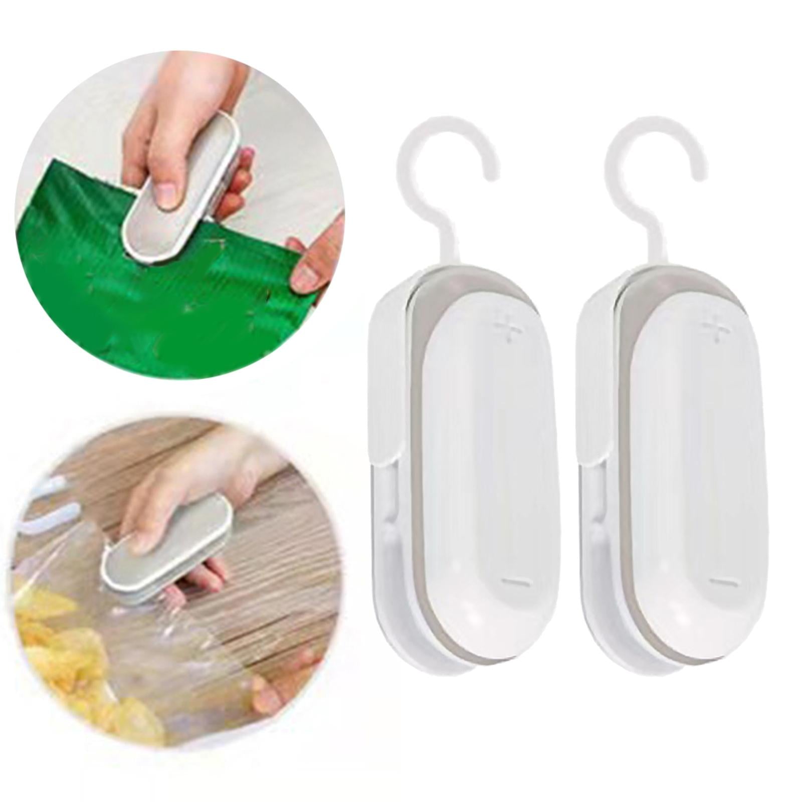 2Pcs 2in1 Portable Mini Heat Sealing Machine Sealer Packing Plastic Bag Tool White