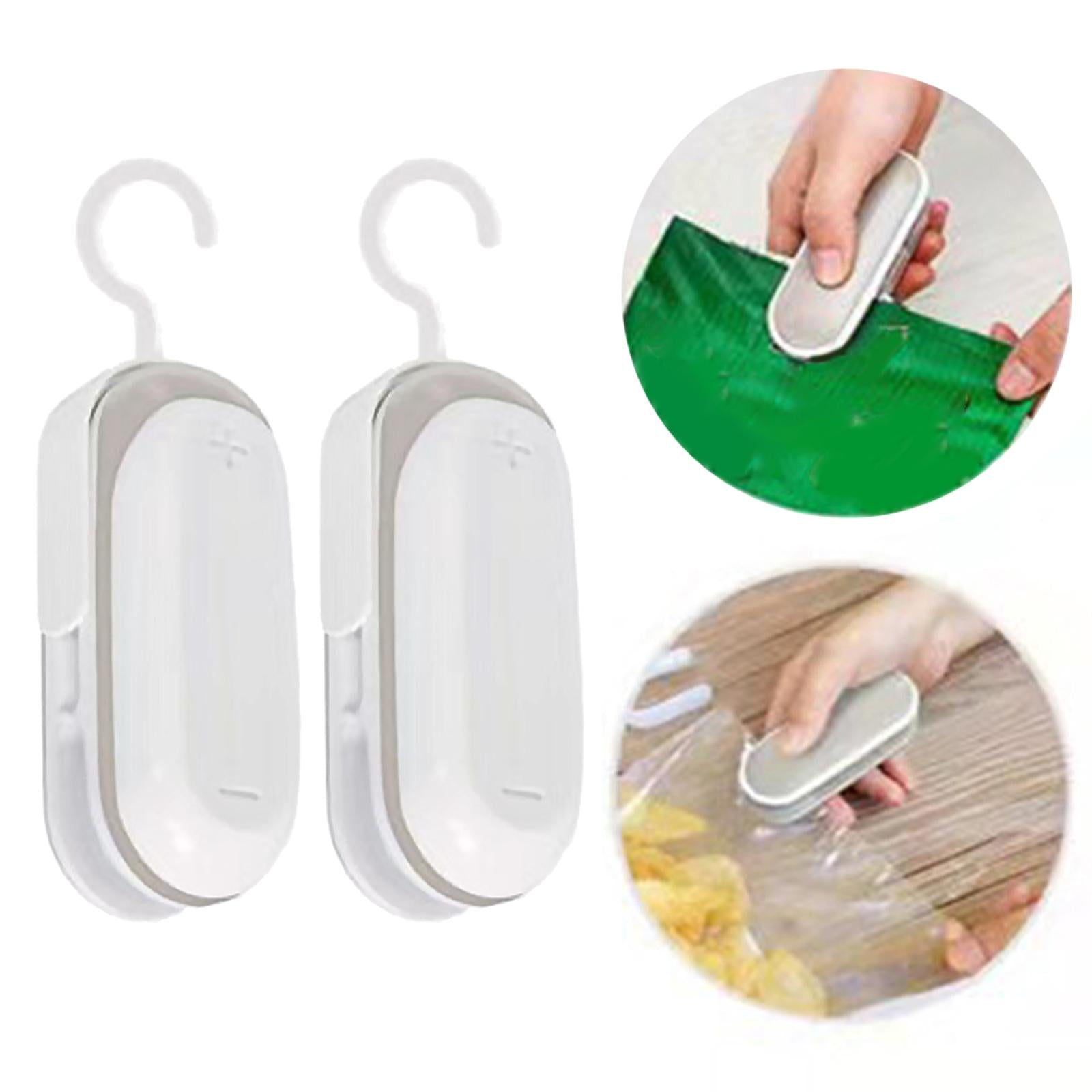 2Pcs 2in1 Portable Mini Heat Sealing Machine Sealer Packing Plastic Bag Tool White