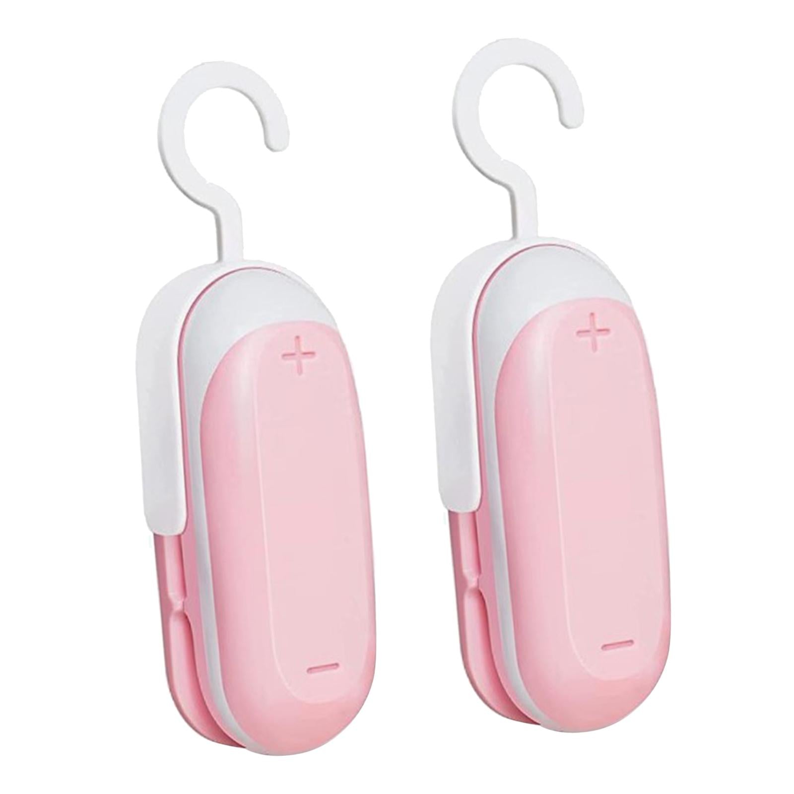 2Pcs 2in1 Portable Mini Heat Sealing Machine Sealer Packing Plastic Bag Tool Pink