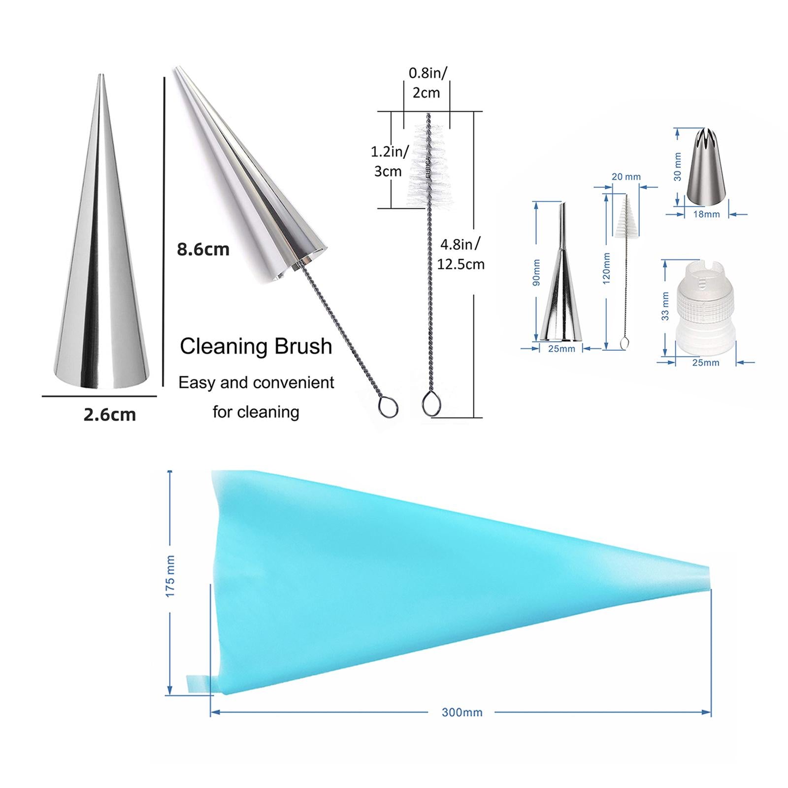 21x Cannoli Form Tubes Baking Tubes for Pastry Chocolate Cones Desserts