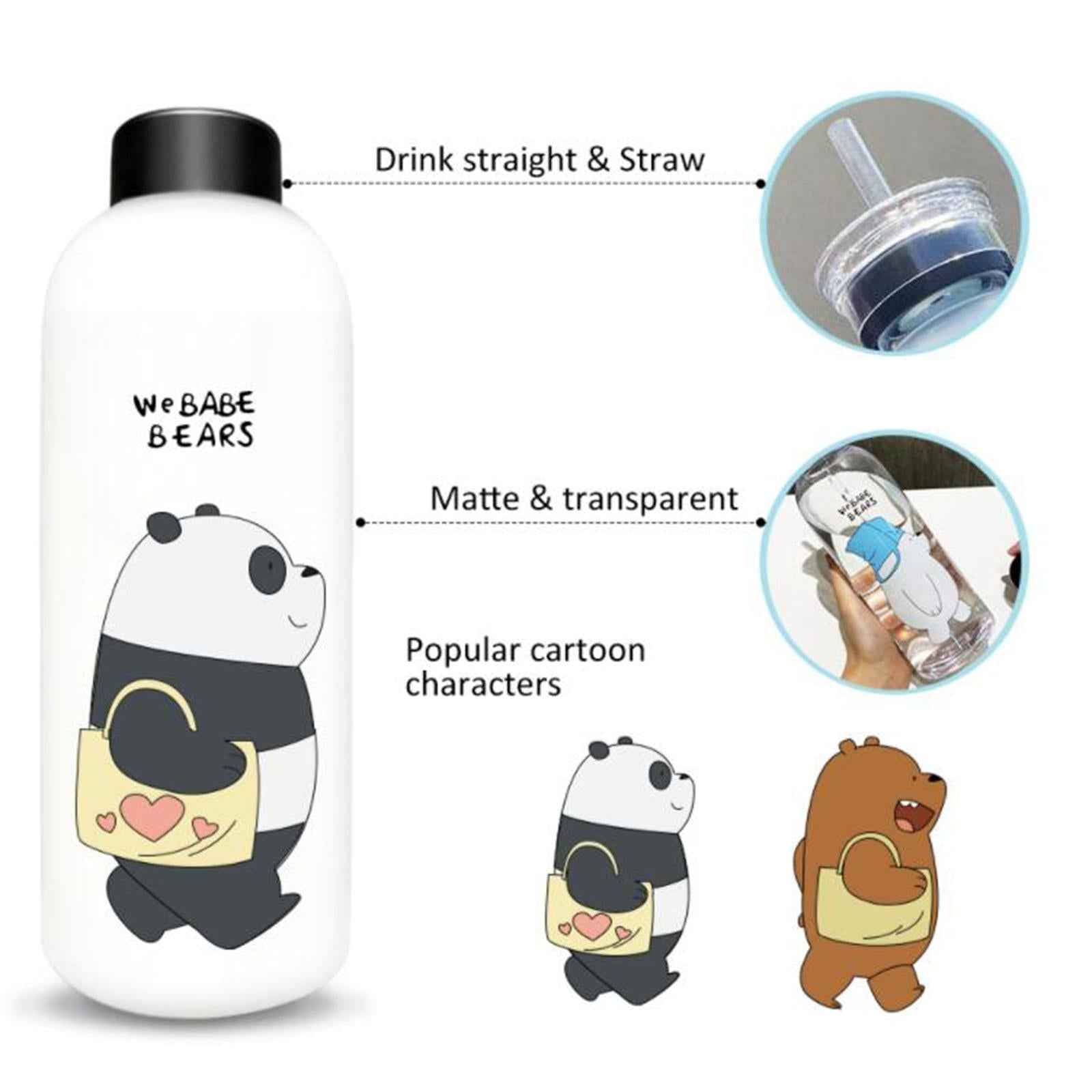 Cute Bear Straw Portable Sports Water Bottle Girls Gift Beverage Drinking Frosted 3