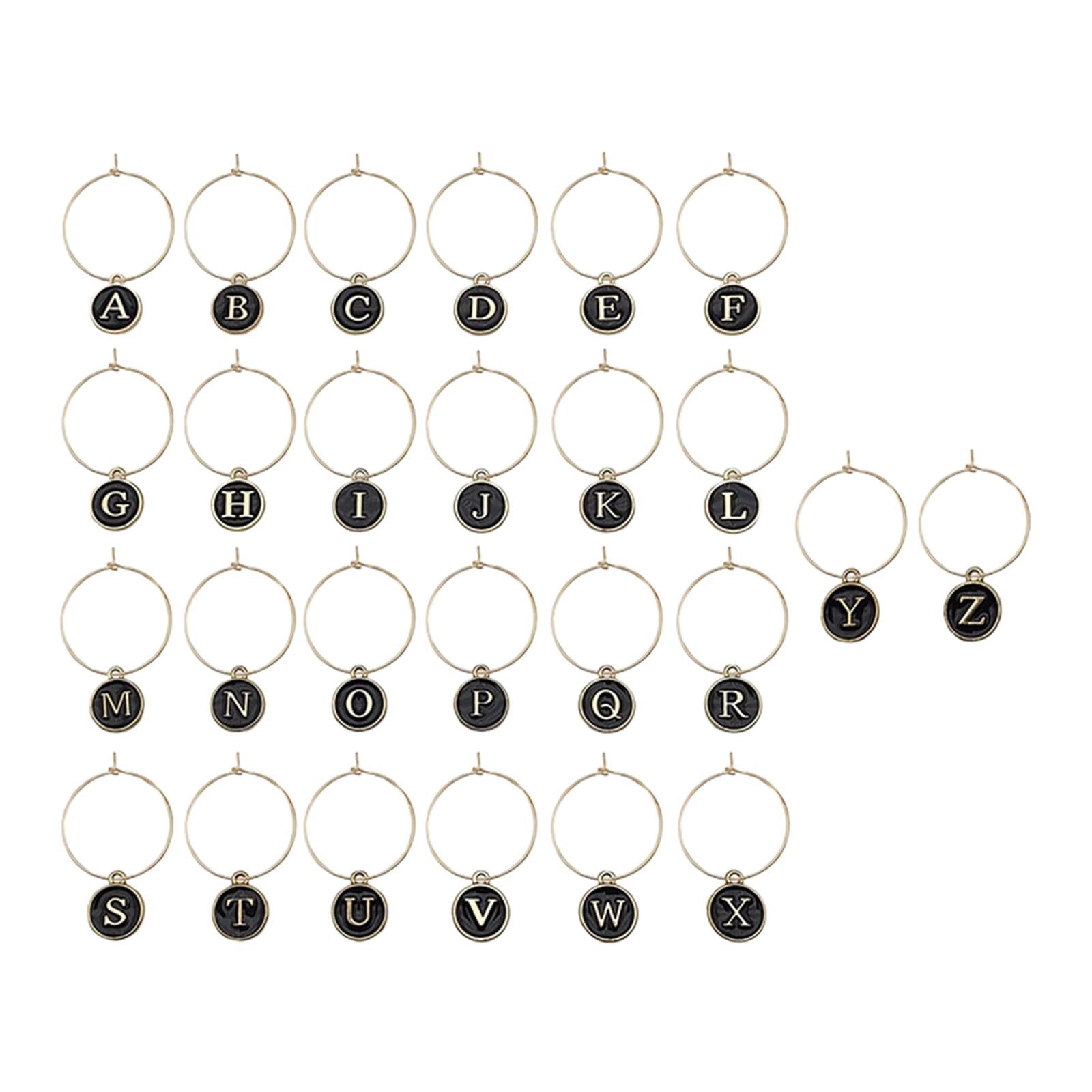 26Pcs Wine Glass Charm Rings Christmas Wedding Party Decorations Black