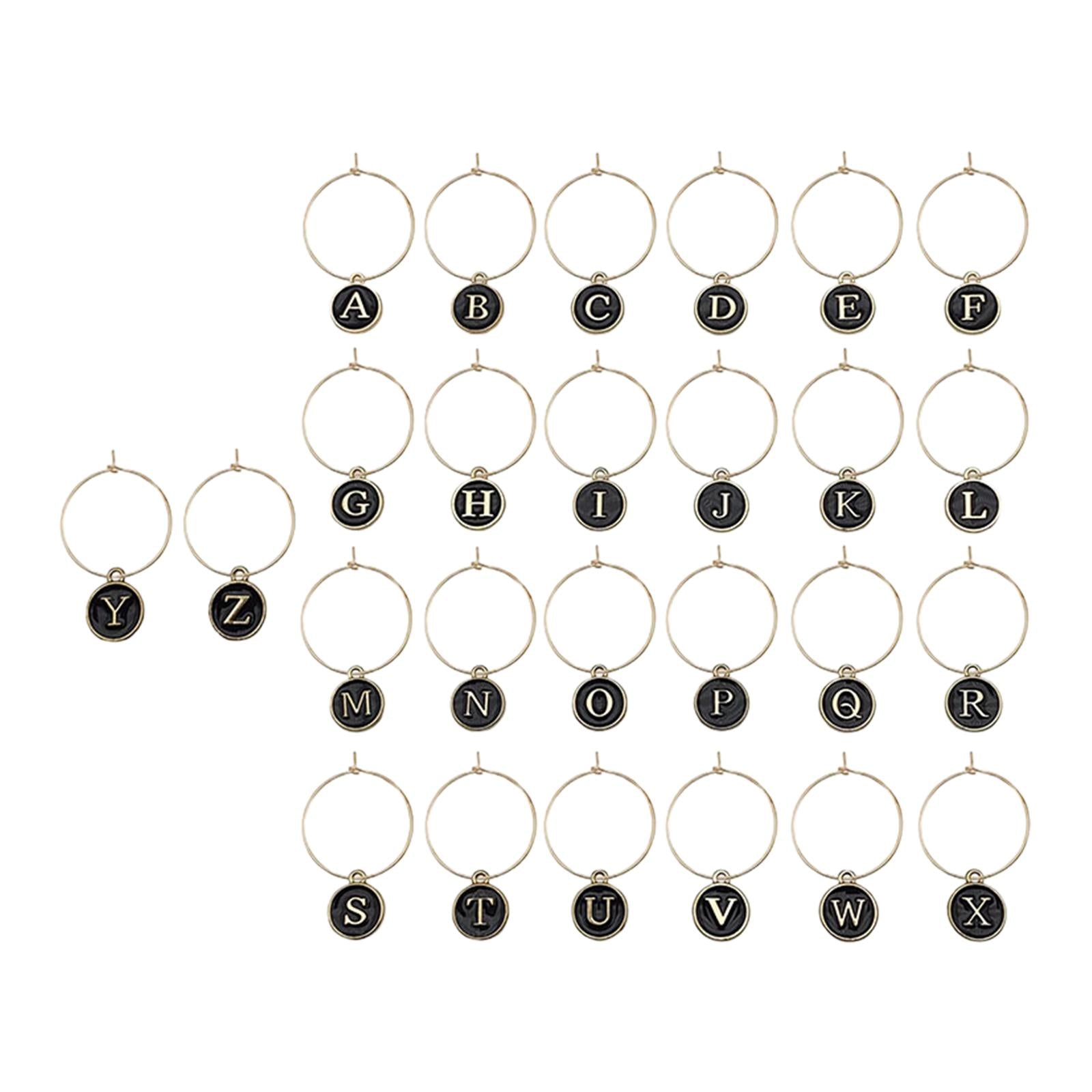 26Pcs Wine Glass Charm Rings Christmas Wedding Party Decorations Black