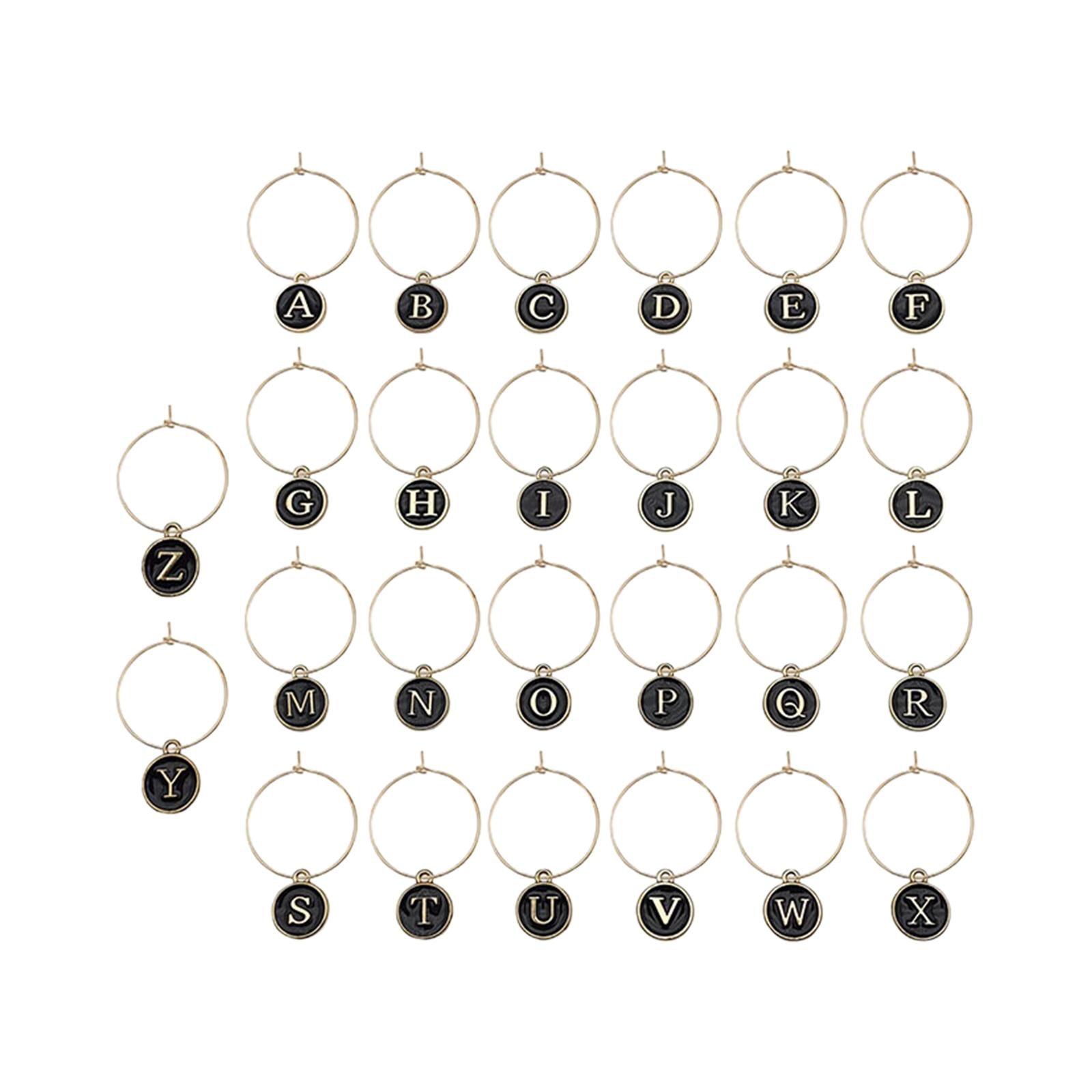 26Pcs Wine Glass Charm Rings Christmas Wedding Party Decorations Black