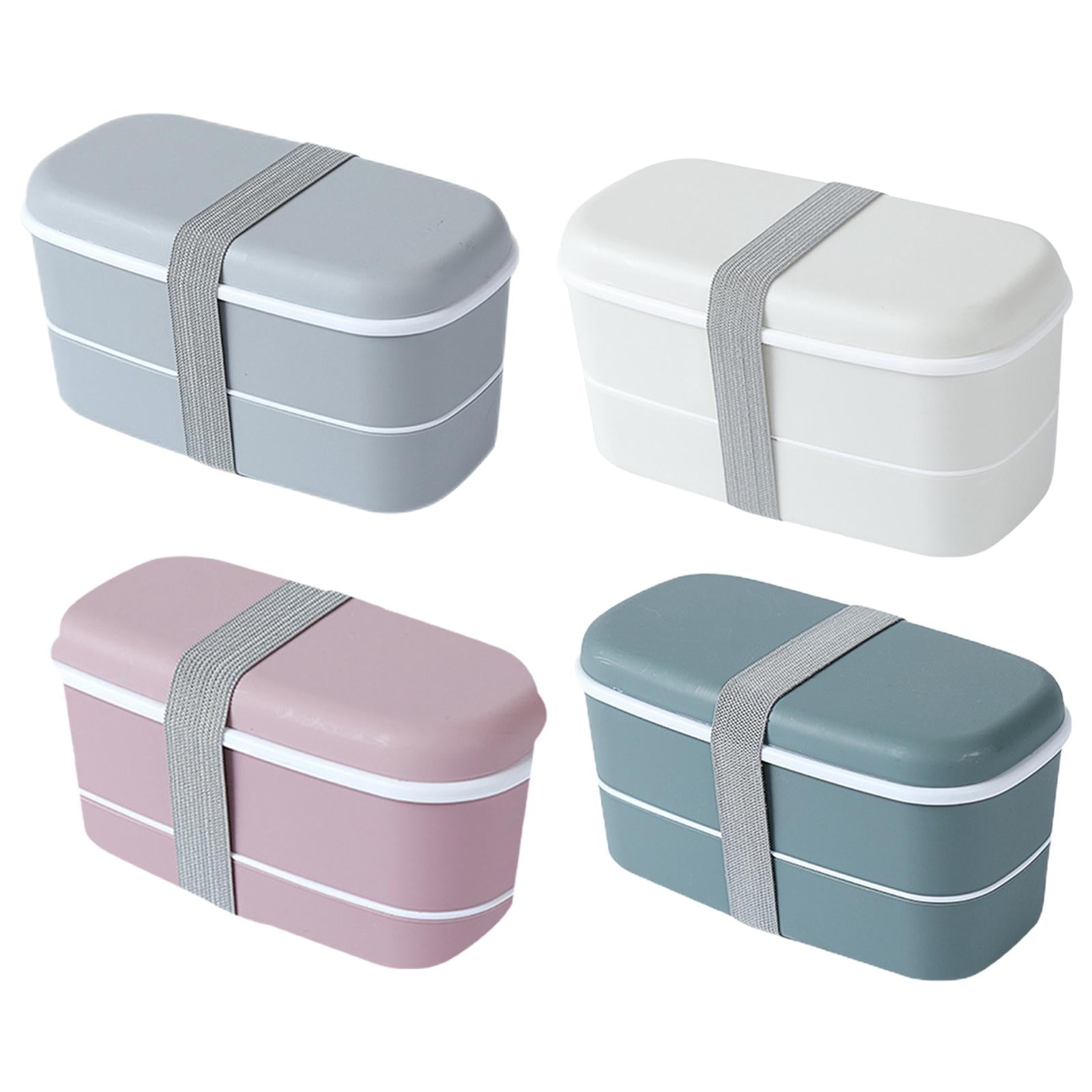 2xJapanese Style Lunch Box Meal Container for Hiking Camping Office Gray