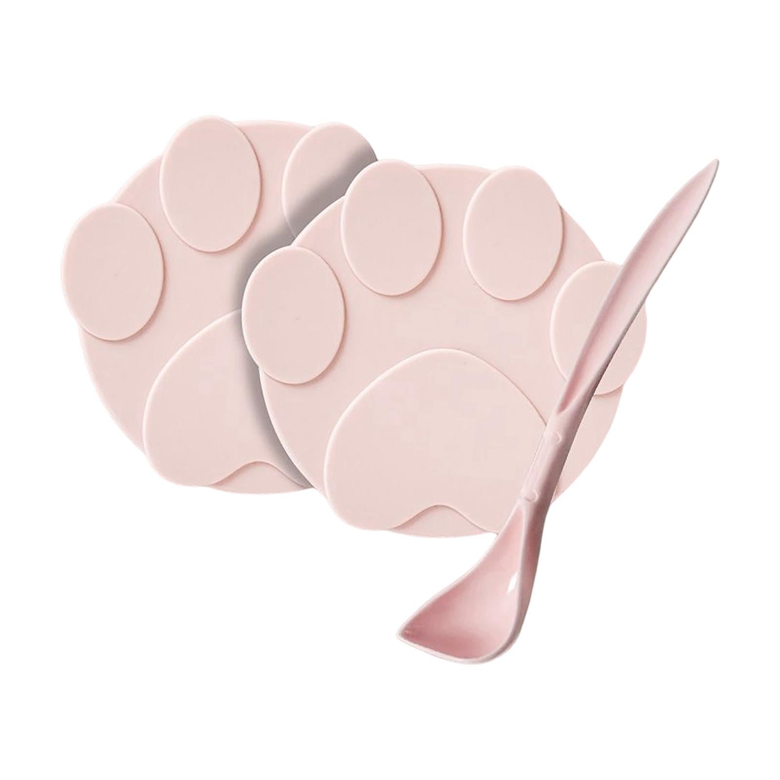 2 Pieces Pet Food Can Lids Silicone Dog Cat Food Can Covers Food Spoon Pink