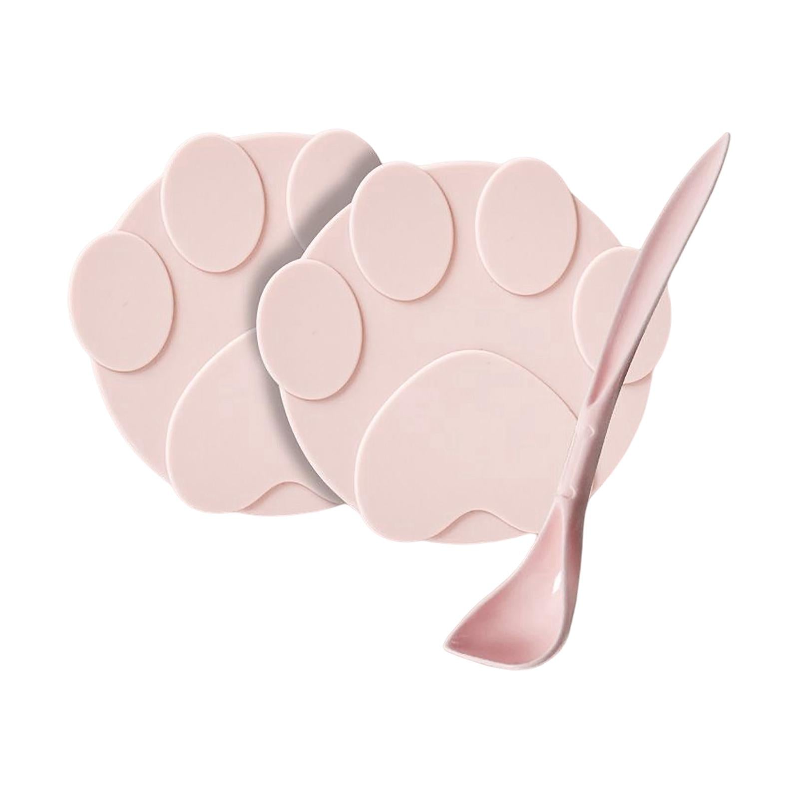2 Pieces Pet Food Can Lids Silicone Dog Cat Food Can Covers Food Spoon Pink