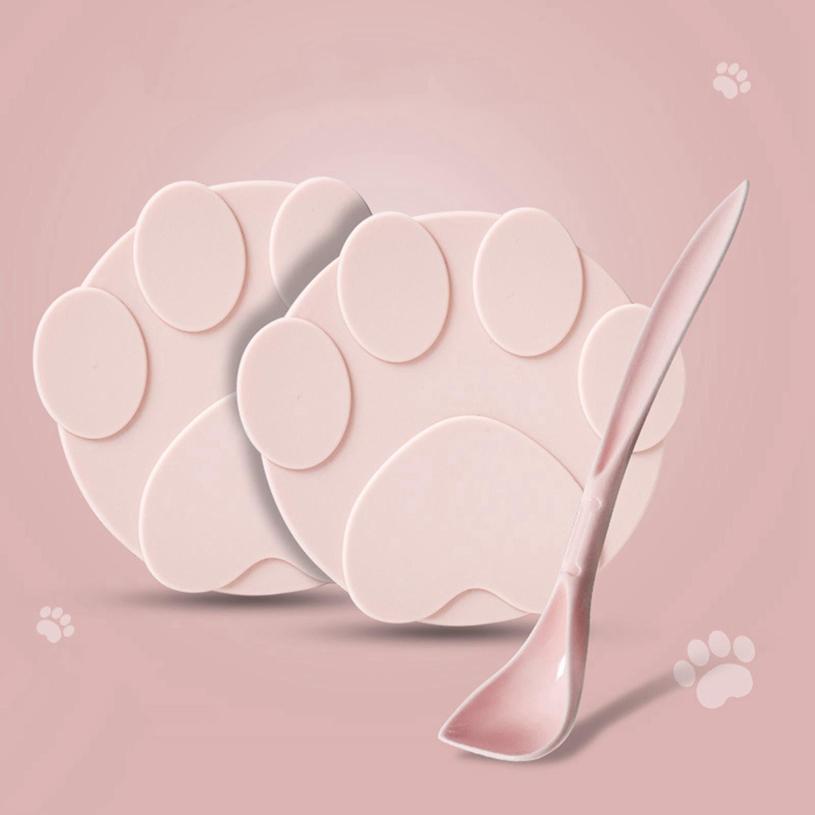2 Pieces Pet Food Can Lids Silicone Dog Cat Food Can Covers Food Spoon Pink