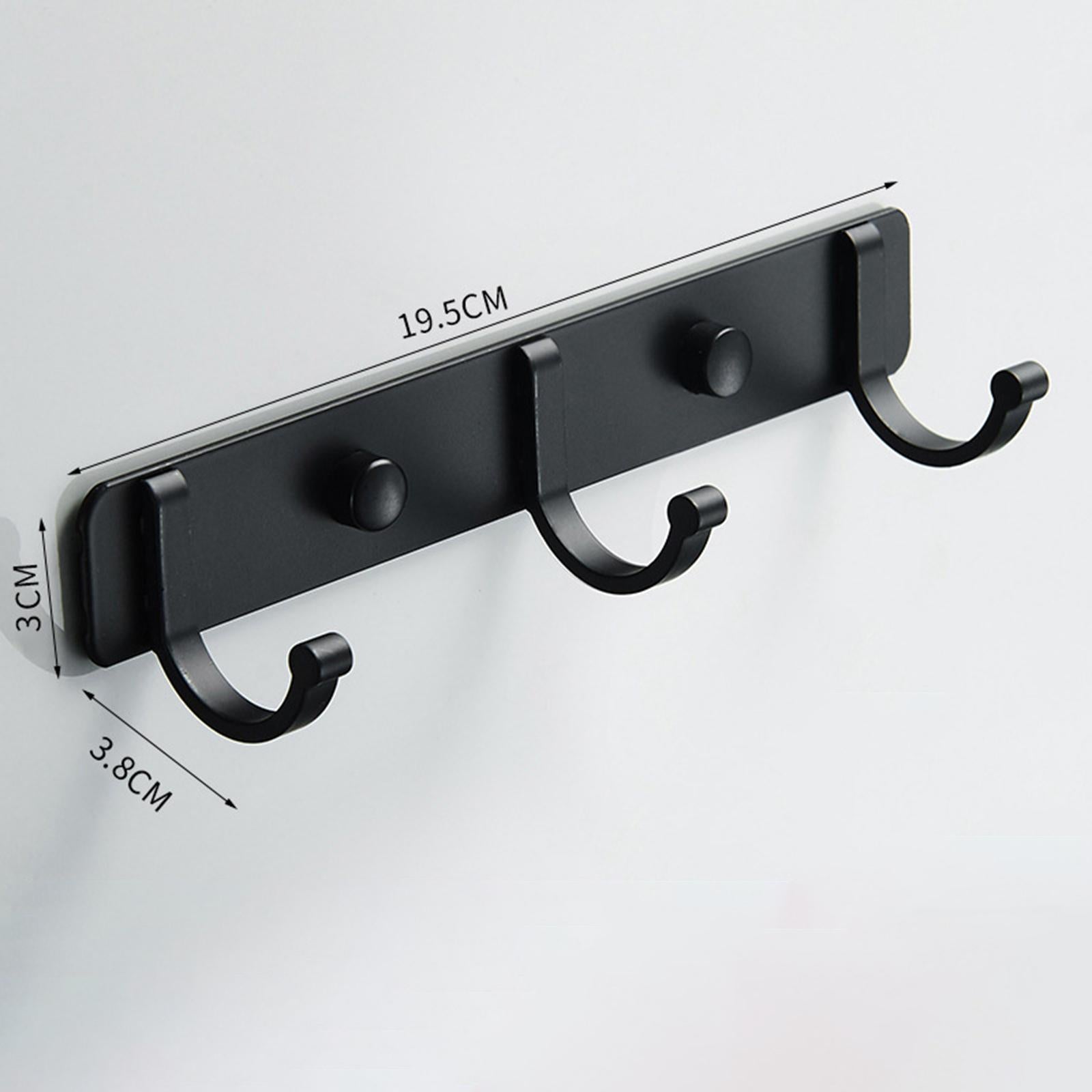 2xAluminum Clothes Coat Robe Wall Mounted Hook Towel Rack Rail 3 Hooks