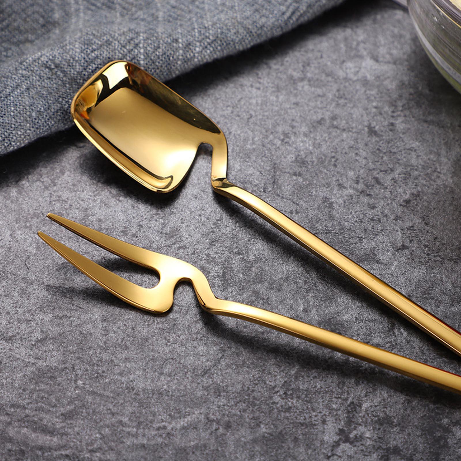 2 Pieces Espresso Spoon Cream Spoon for Dessert Wedding Kitchen  gold