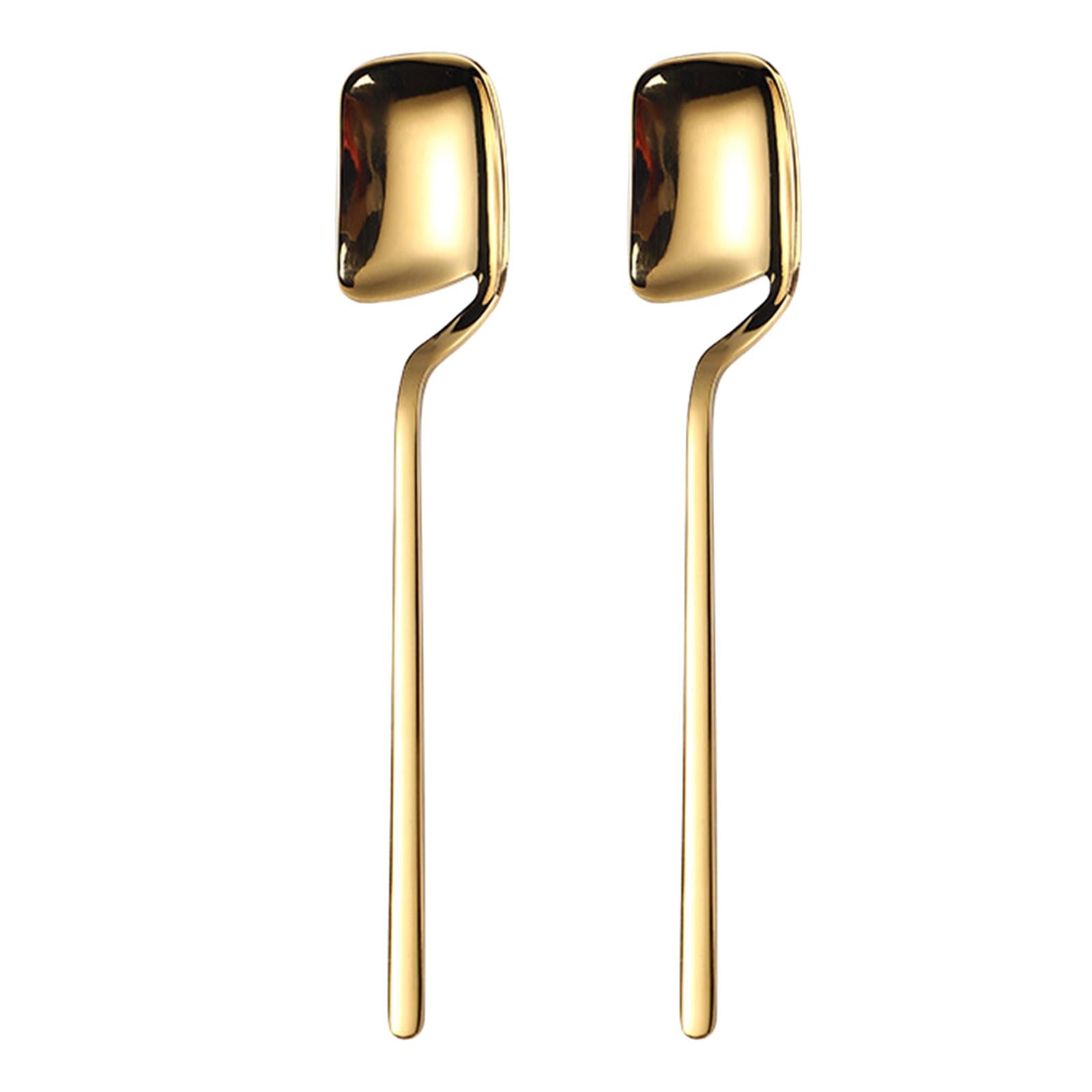 2 Pieces Espresso Spoon Cream Spoon for Dessert Wedding Kitchen  gold