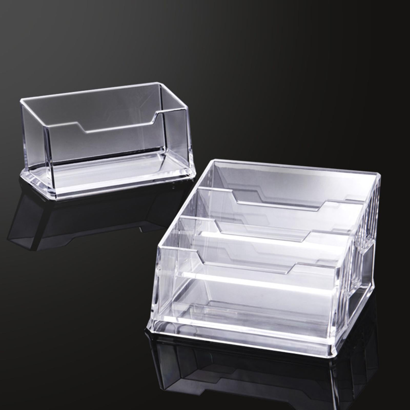 3xClear Business Card Holders Organizer for Desk Office Name Card 2 Grid