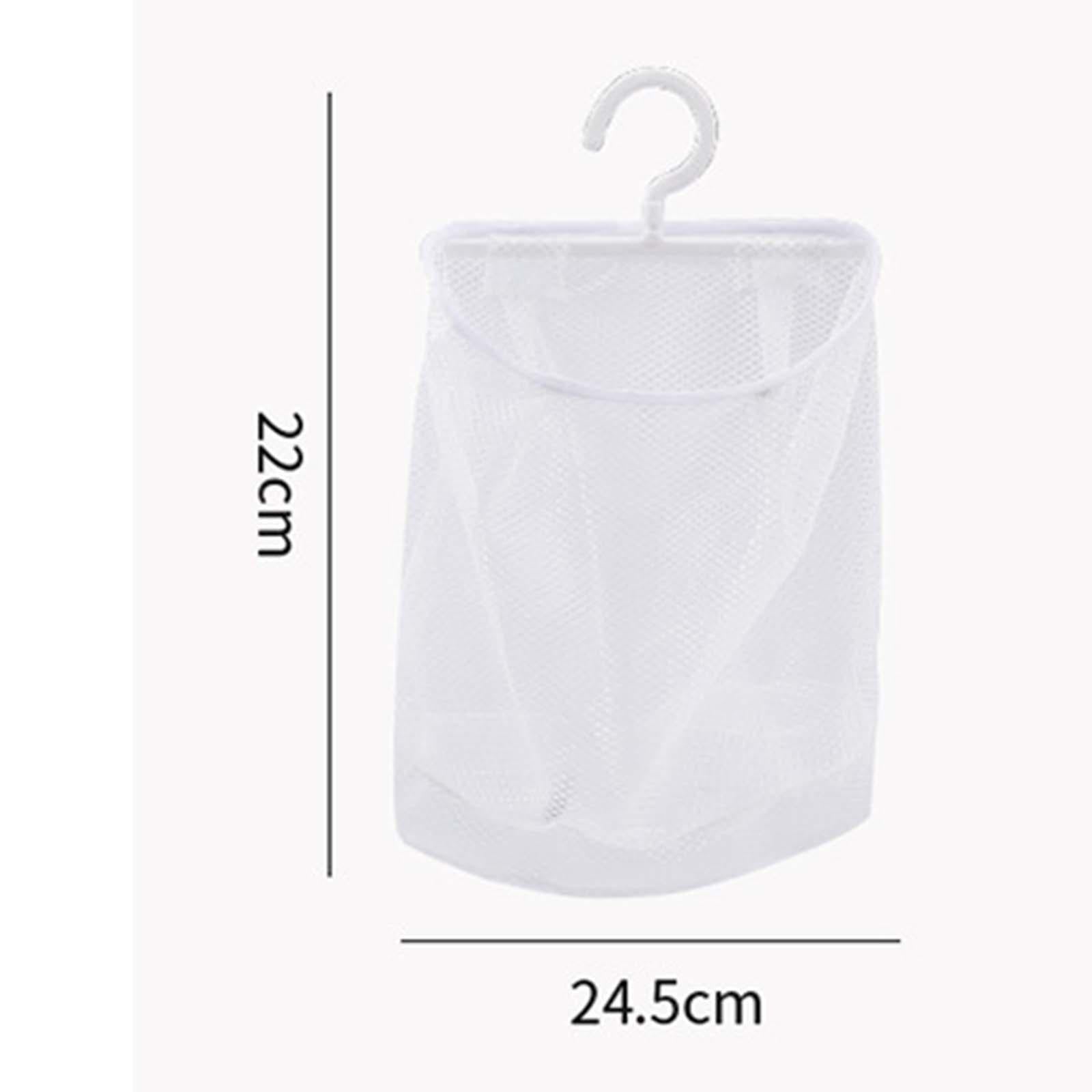 2xClothespin Bag with Hanger Breathable Mesh Net for Bathroom Hotel White