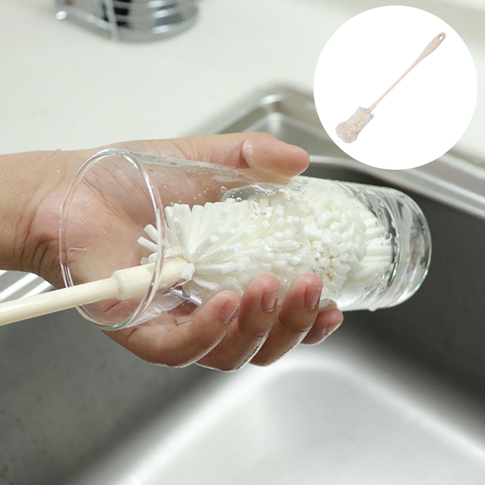 2xSoft Sponge Cup Brush Long Handle Scrubs The Bottom Brush for Glasswares Pot