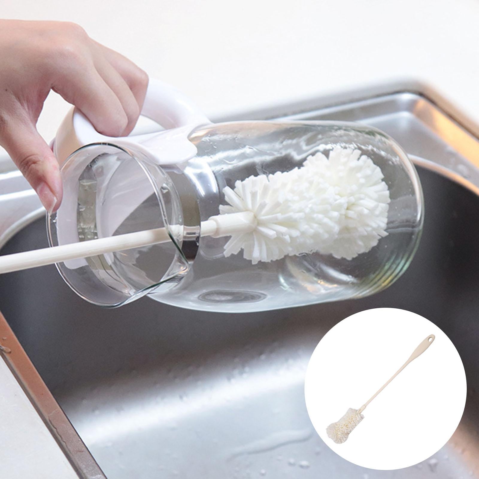 2xSoft Sponge Cup Brush Long Handle Scrubs The Bottom Brush for Glasswares Pot