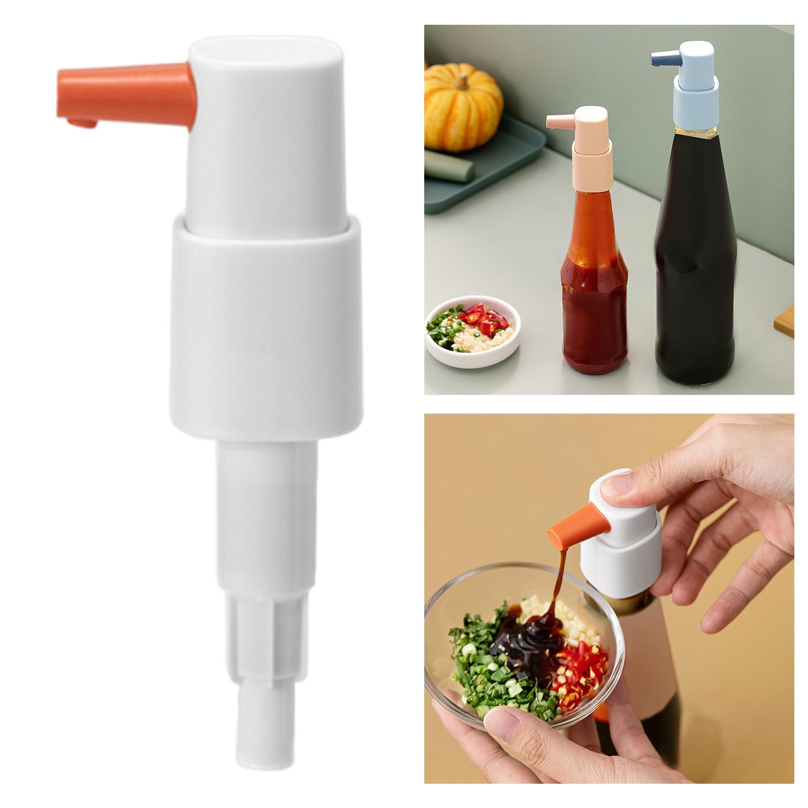 2xSauce Dispenser Pump for Kitchen Ketchup Salad Dressing Oil Small Size White