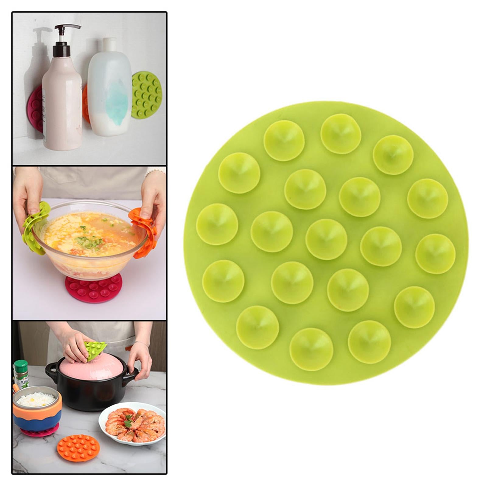 6xAnti Scald Suction Cup Coaster Pad Heat Insulation for Bowl Kitchen Bottle Green
