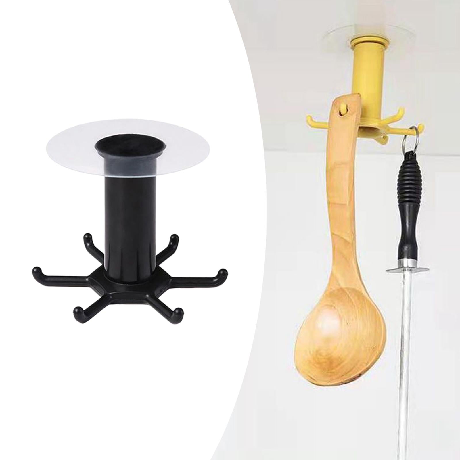 3xWall Mounted Utensil Holder Hook Kitchenware Storage Rack for Towel Spoon Black