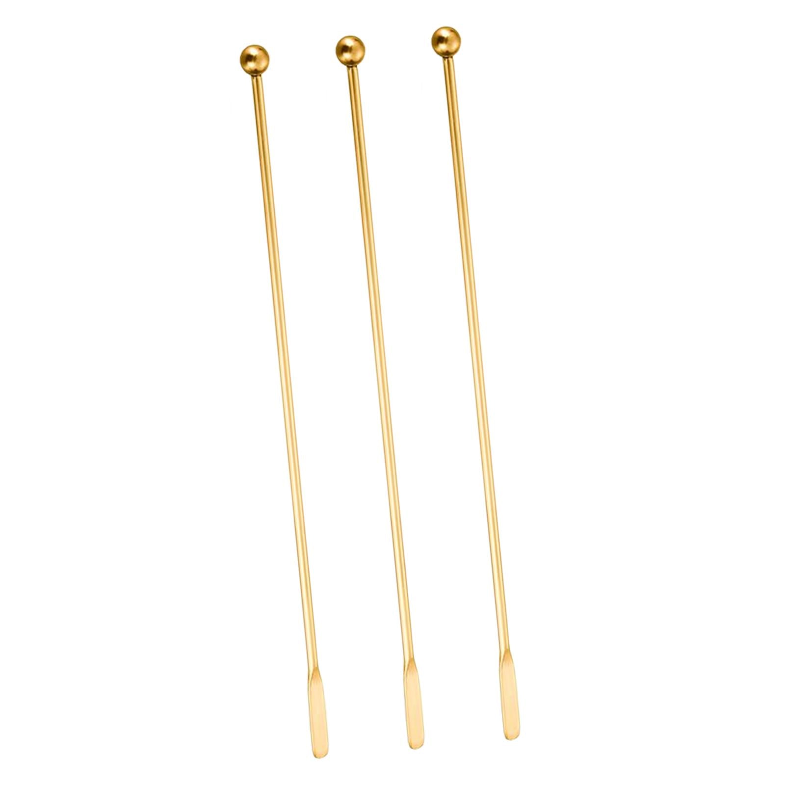 4x3Pcs Cocktail Stirrers Coffee Beverage Stir for Wine Making Brewing Bar Golden