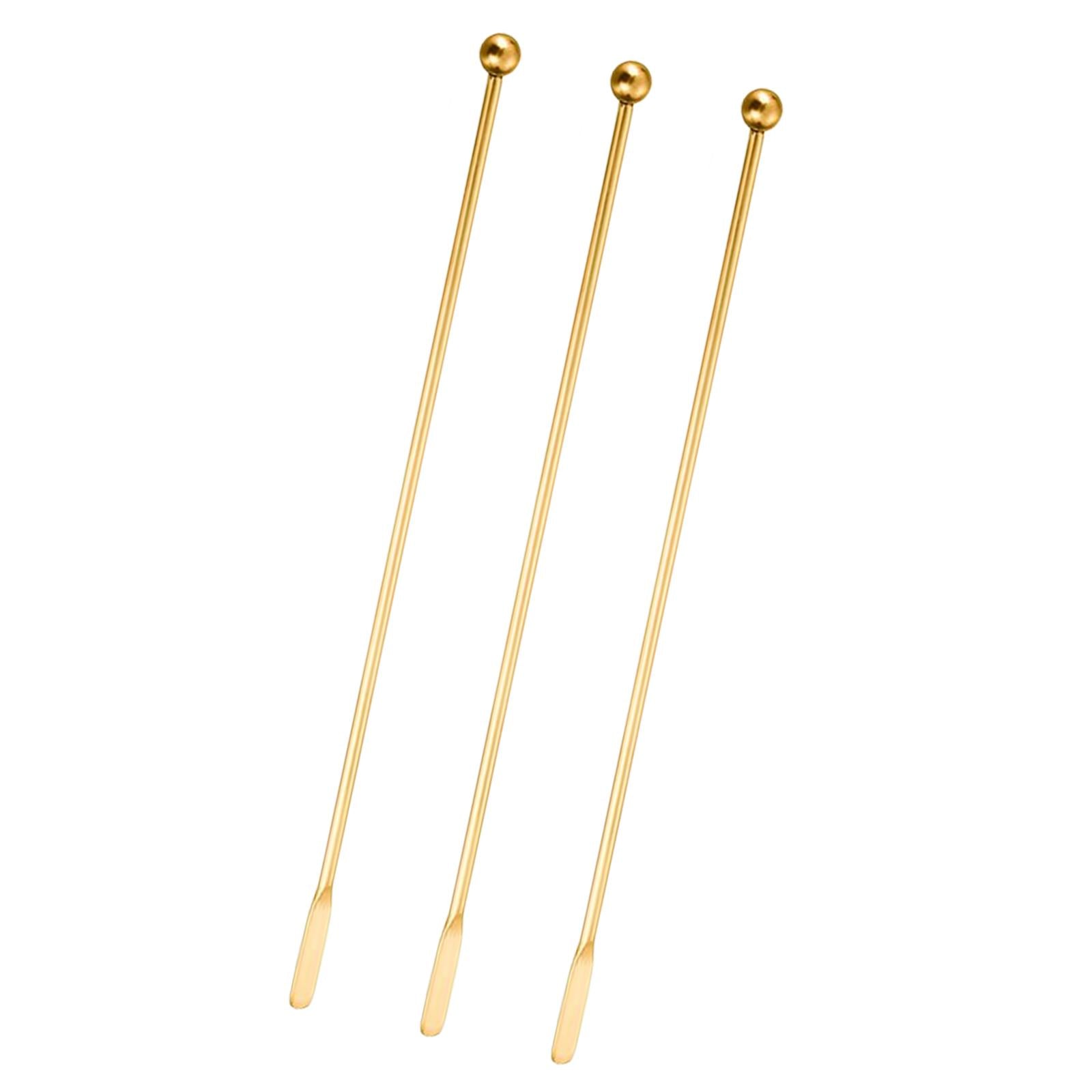 2x3Pcs Cocktail Stirrers Coffee Beverage Stir for Wine Making Brewing Bar Golden