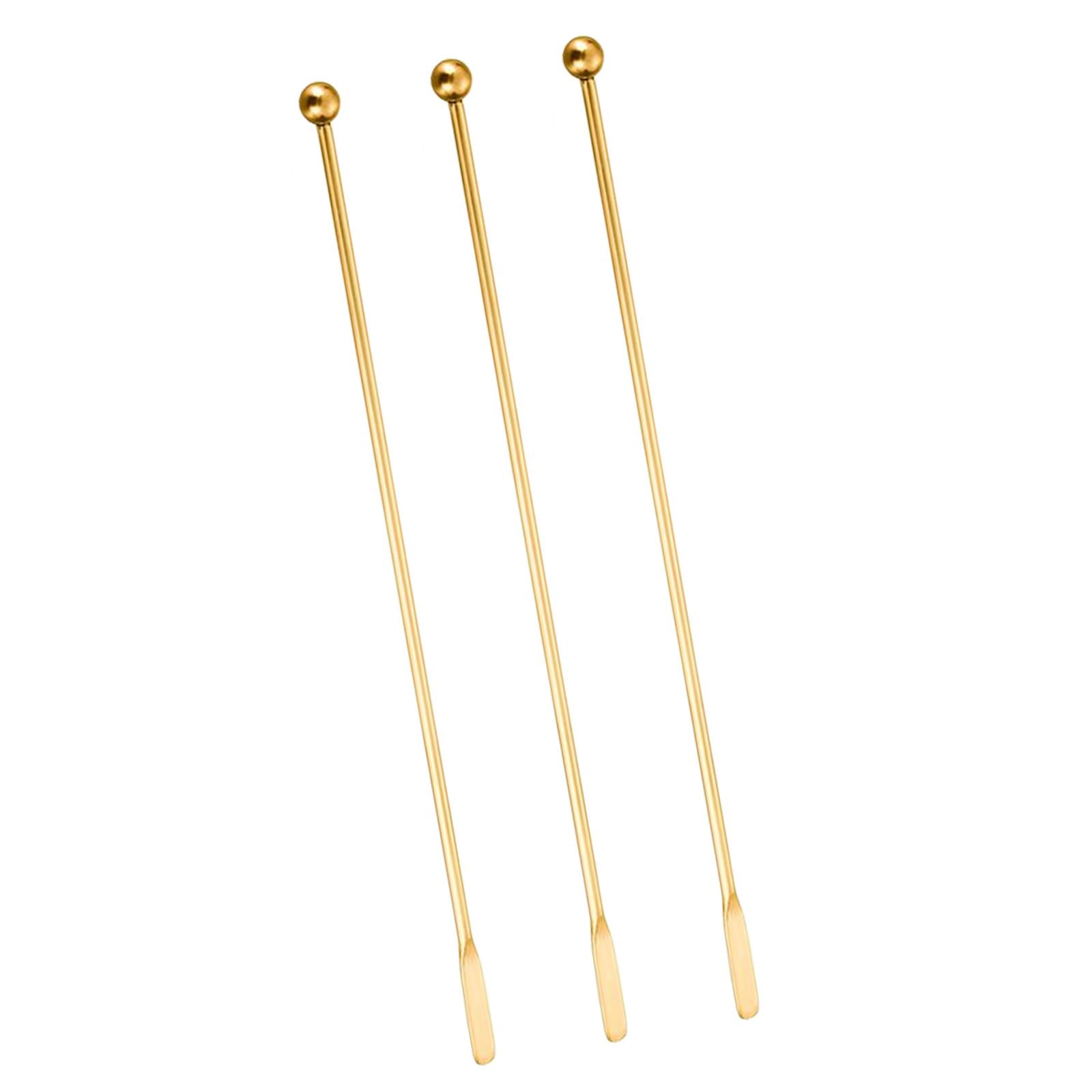 2x3Pcs Cocktail Stirrers Coffee Beverage Stir for Wine Making Brewing Bar Golden