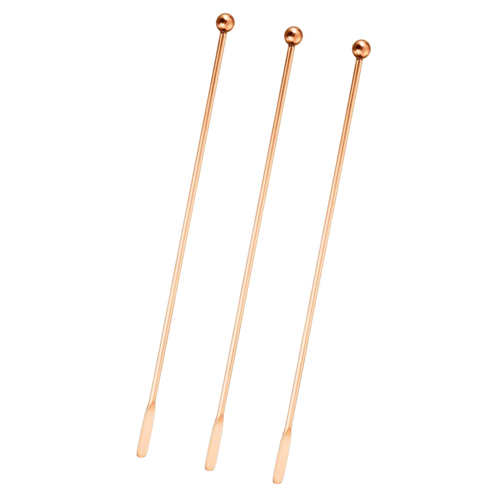 3Pcs Cocktail Stirrers Coffee Beverage Stir for Wine Making Brewing Bar Rose Gold