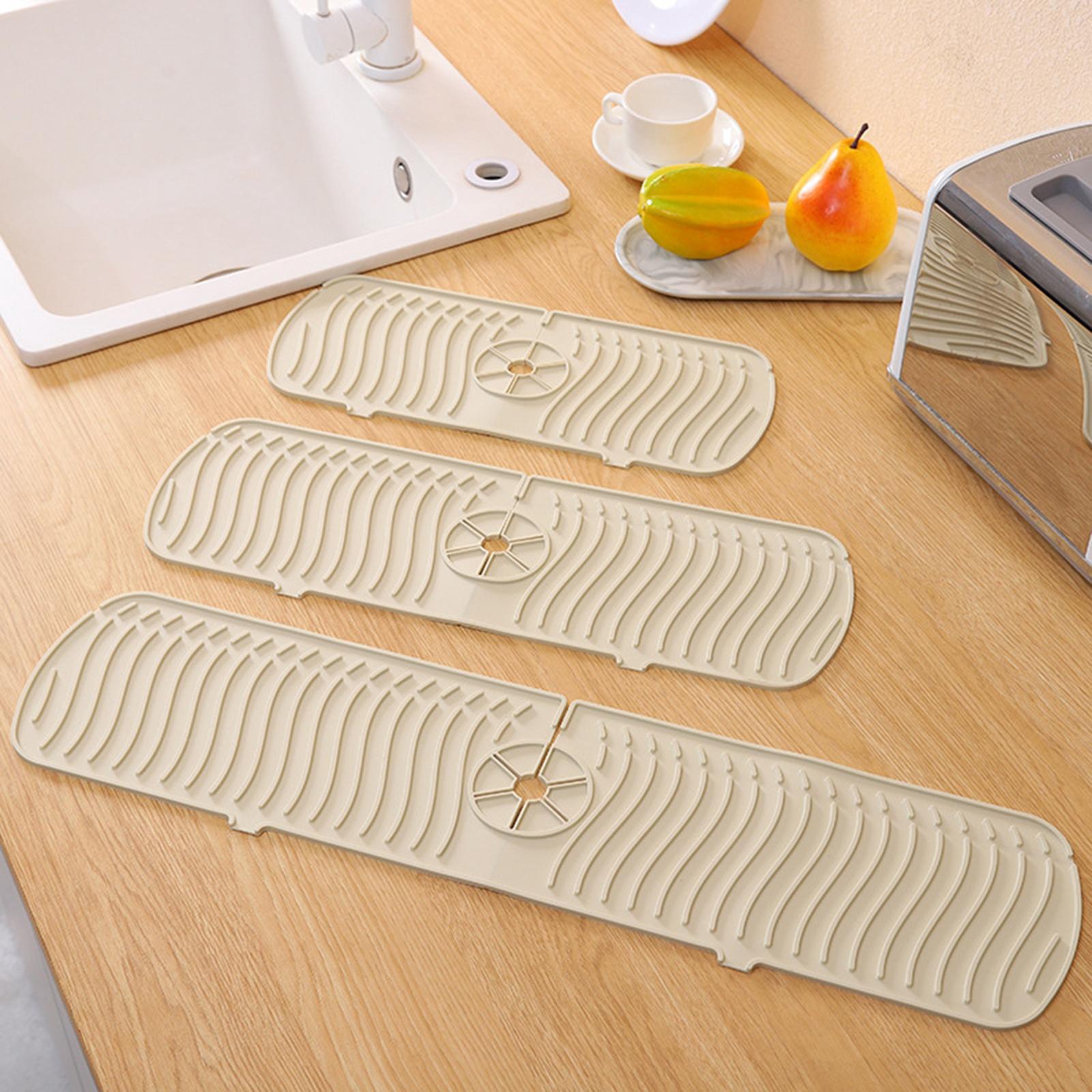 2xSilicone Faucet Absorbent Pads Washable Dish Drying Organizer Guard  Gray