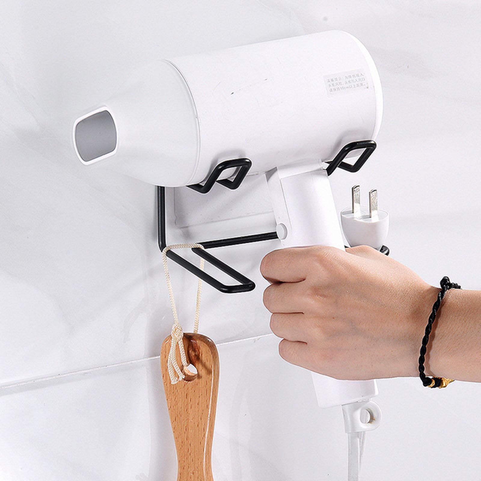 4xHair Dryer Holder Bathroom Storage Box Shelf Hanging Rack for Straightener Black Style A