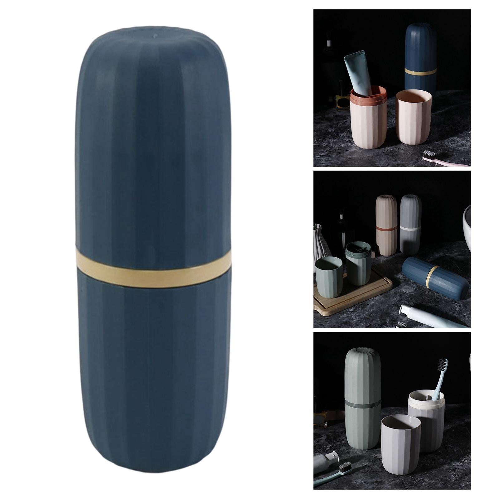 4xTravel Toothbrush Holder Wash Gargle Cup Compact for Outdoor Shower Camping Blue