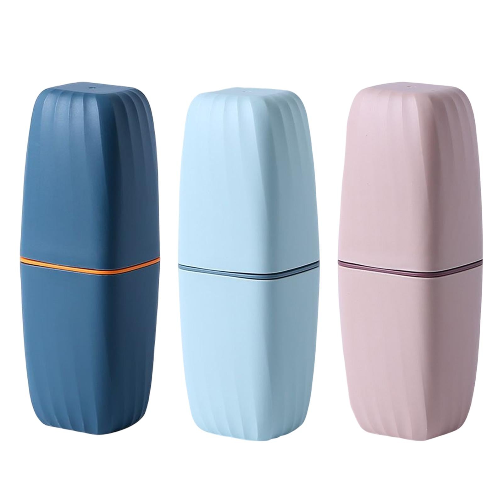 3xToothbrush Toothpaste Holder Case Compact for Business Trip Bathroom Outdoor dark blue