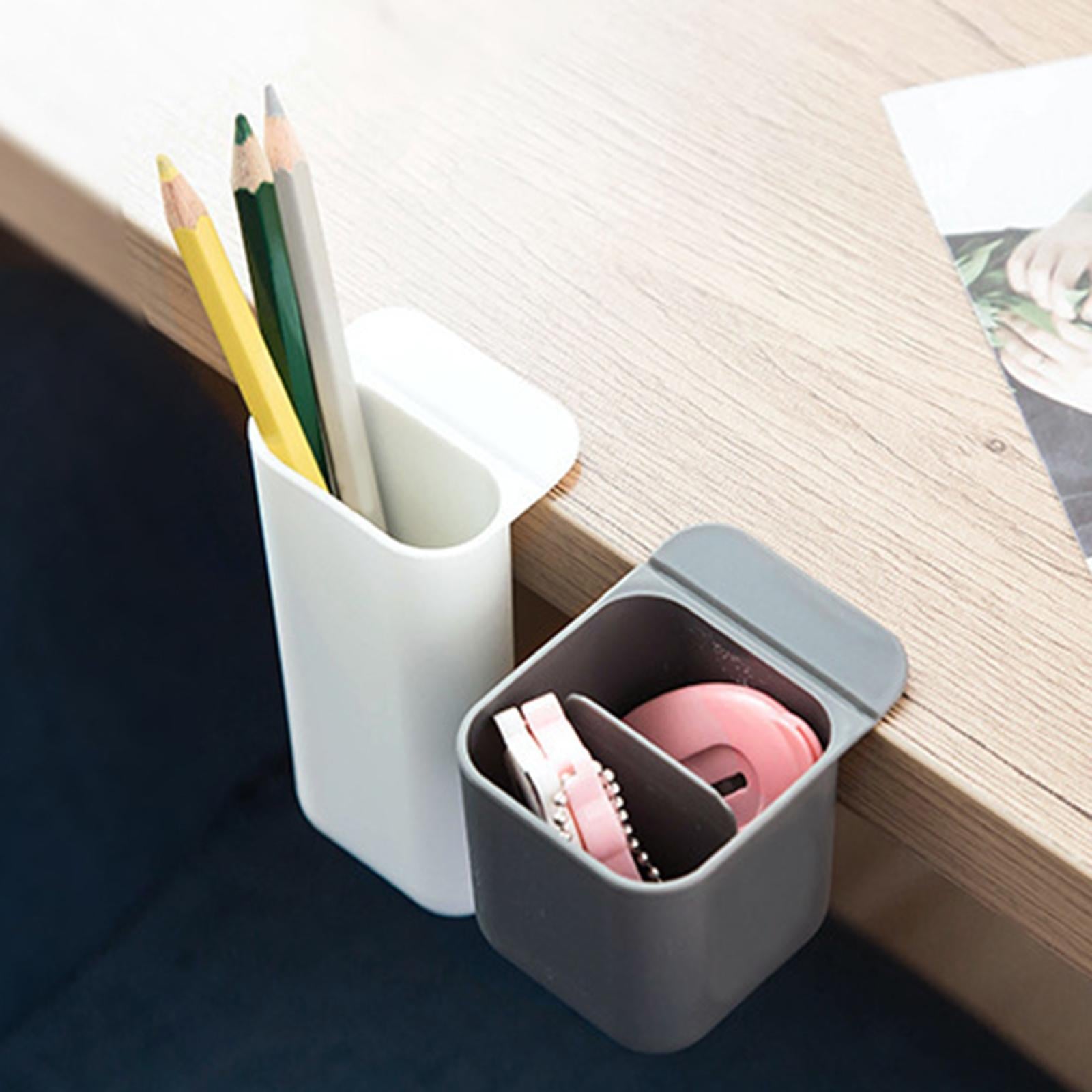 4xComputer Monitor Pocket Pencil Holder Desktop Accessories Office Stationery Gray Square