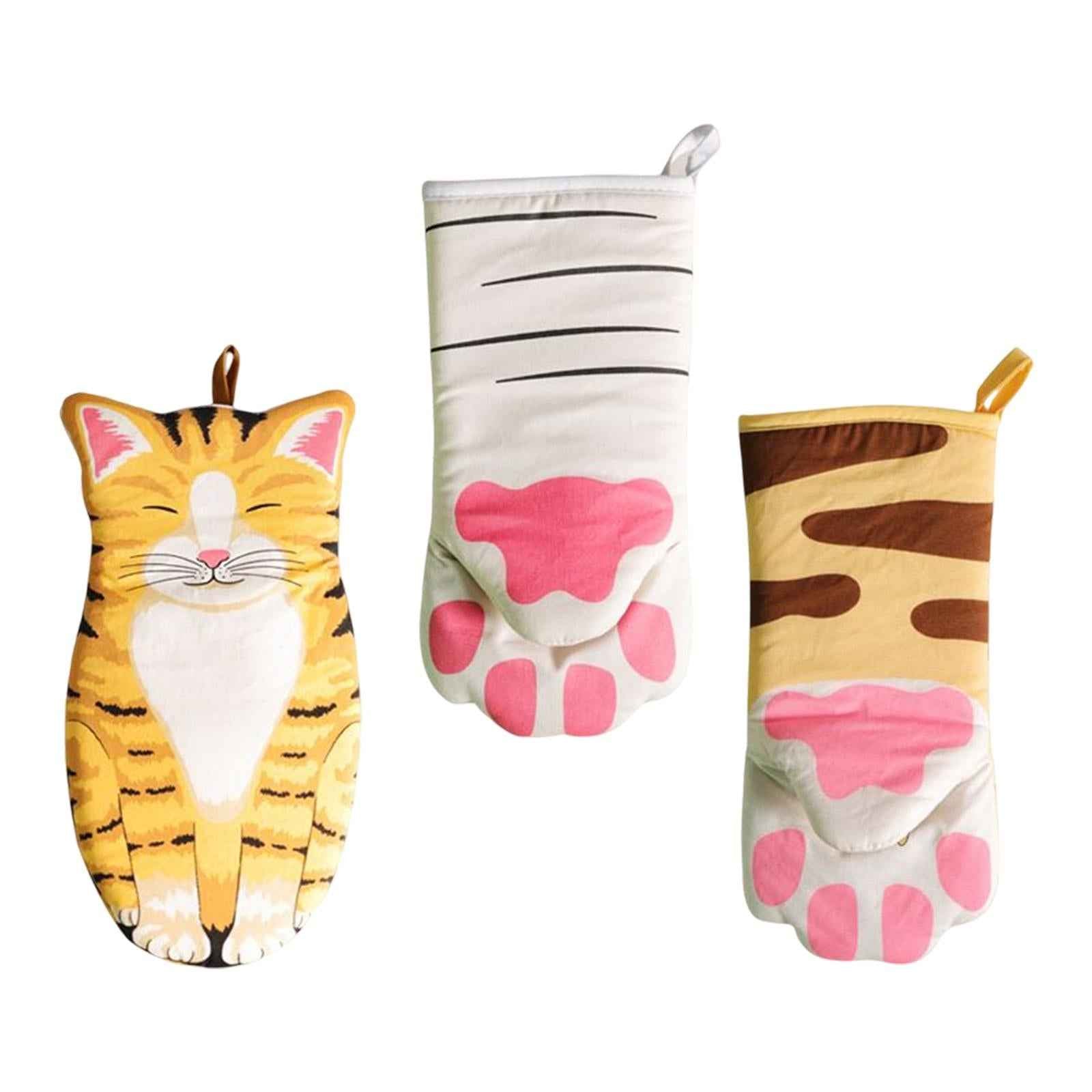 Microwave Oven Gloves Cat Shaped Portable Cozy for BBQ Household Baking A