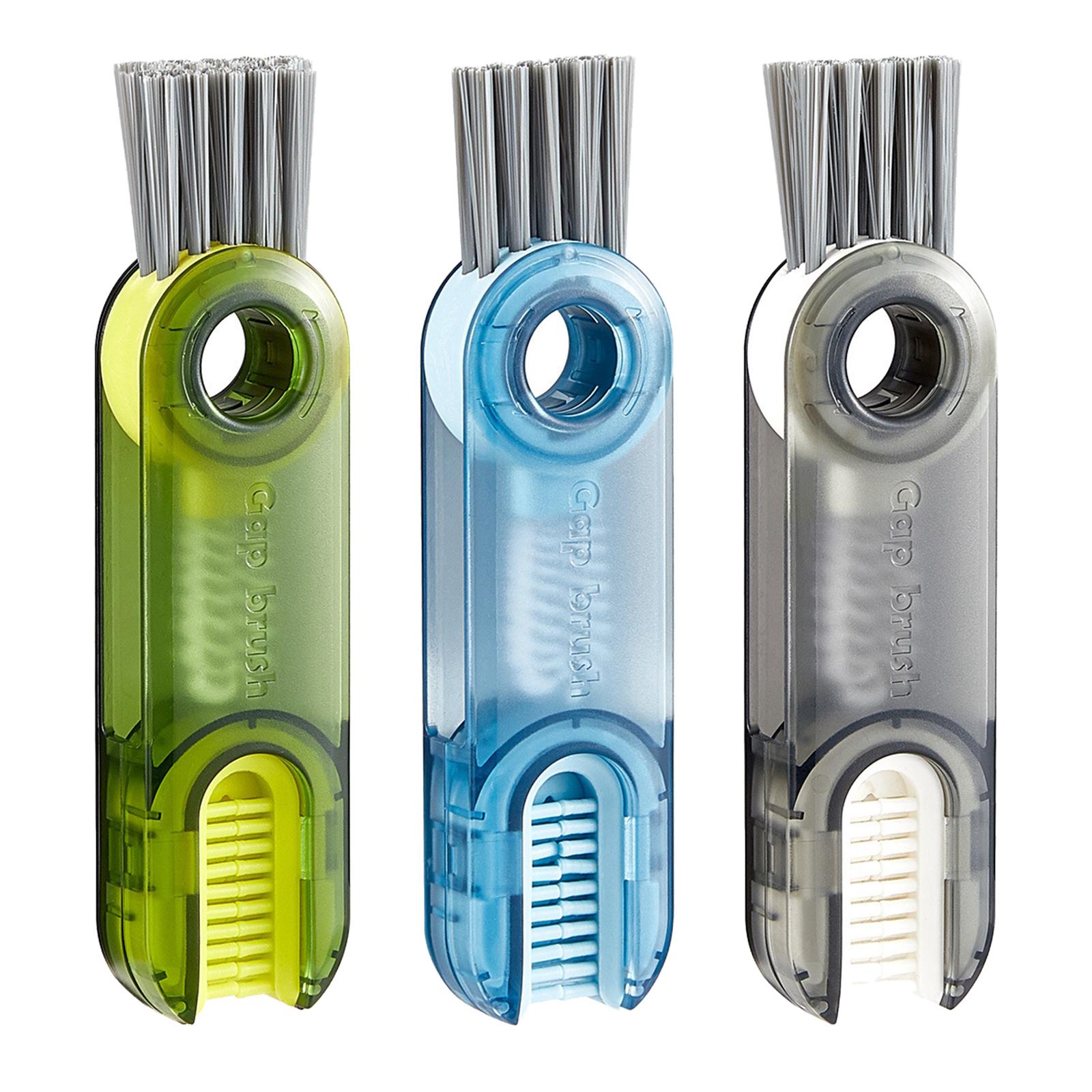 3xMini Cleaning Brush Washing Tool Detail Brush for Cups mug Kitchen Transparent Green