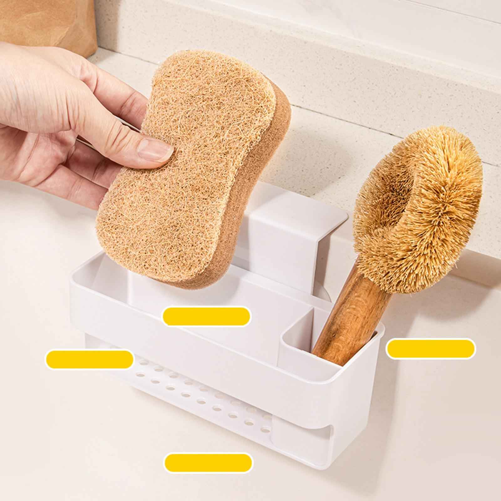 Multipurpose Sink Organizer Rack with Suction Cup Brush Holder for Kitchen