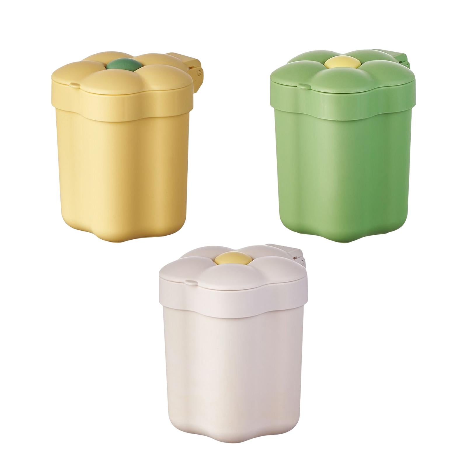 2xMini Desktop Trash Can Mini Wastebasket Garbage Bin Waste Can for Bathroom White