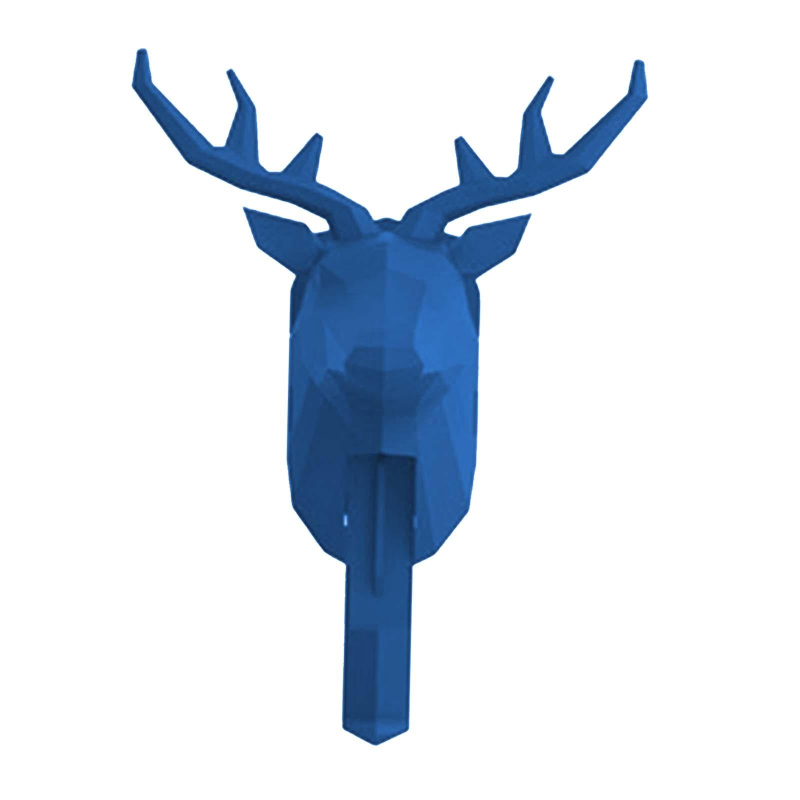 2xWall Mounted Animal Heads Hook Clothes Towel Hook for Purse Coat Living Room Deer Blue
