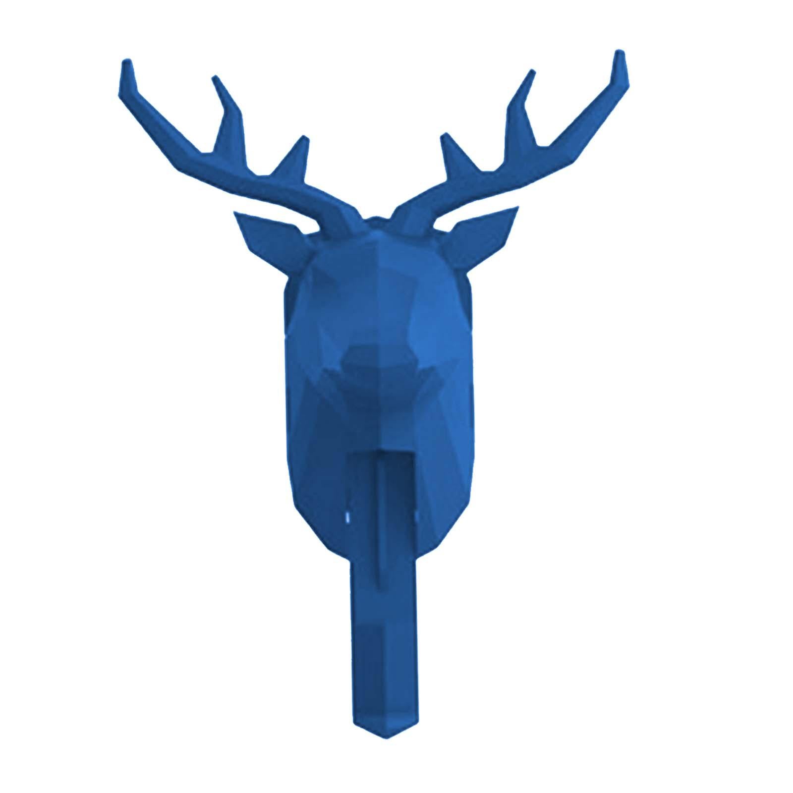 5xWall Mounted Animal Heads Hook Clothes Towel Hook for Purse Coat Living Room Deer Blue